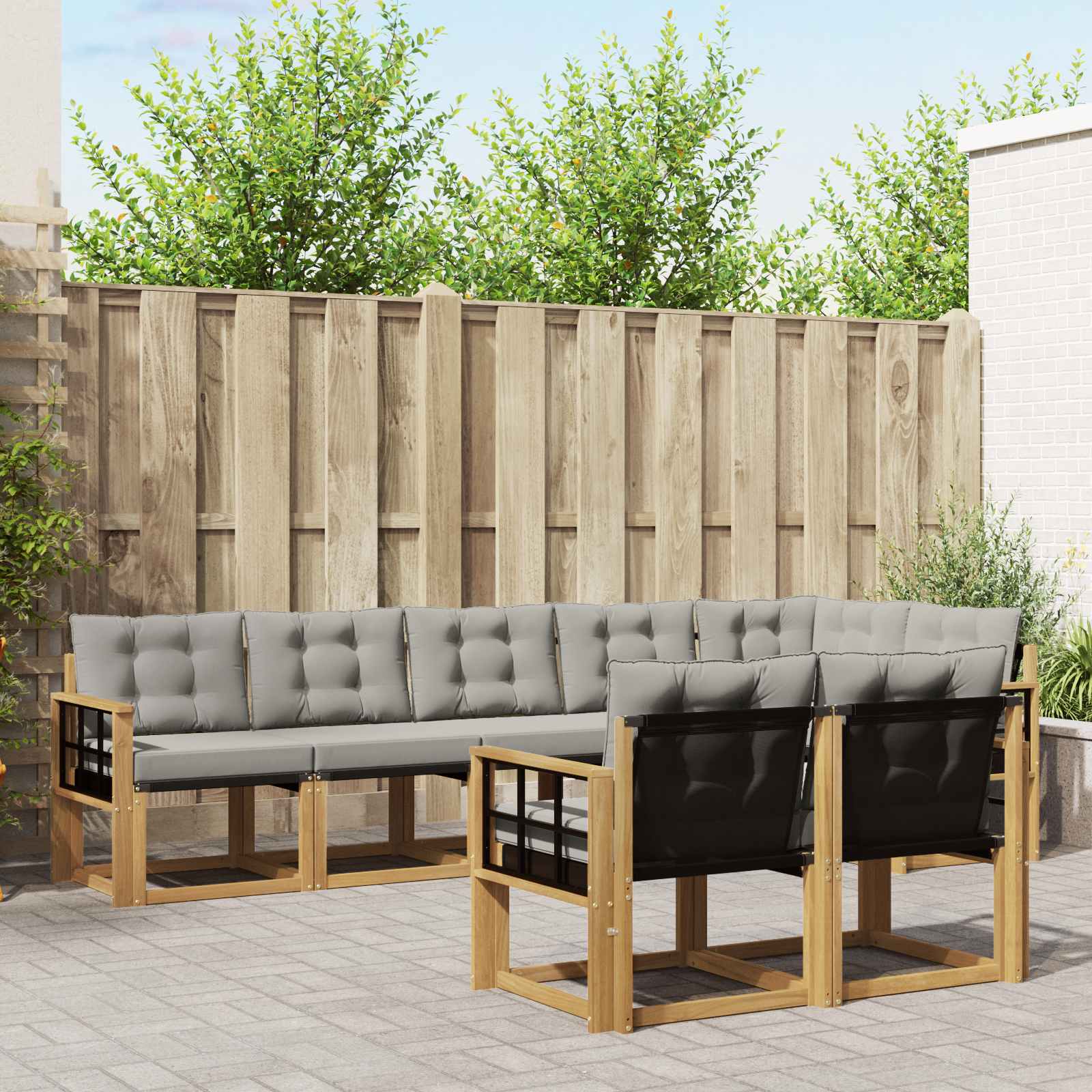 Outdoor-Sofagarnitur 8 stk. Weiß und Hellgrau