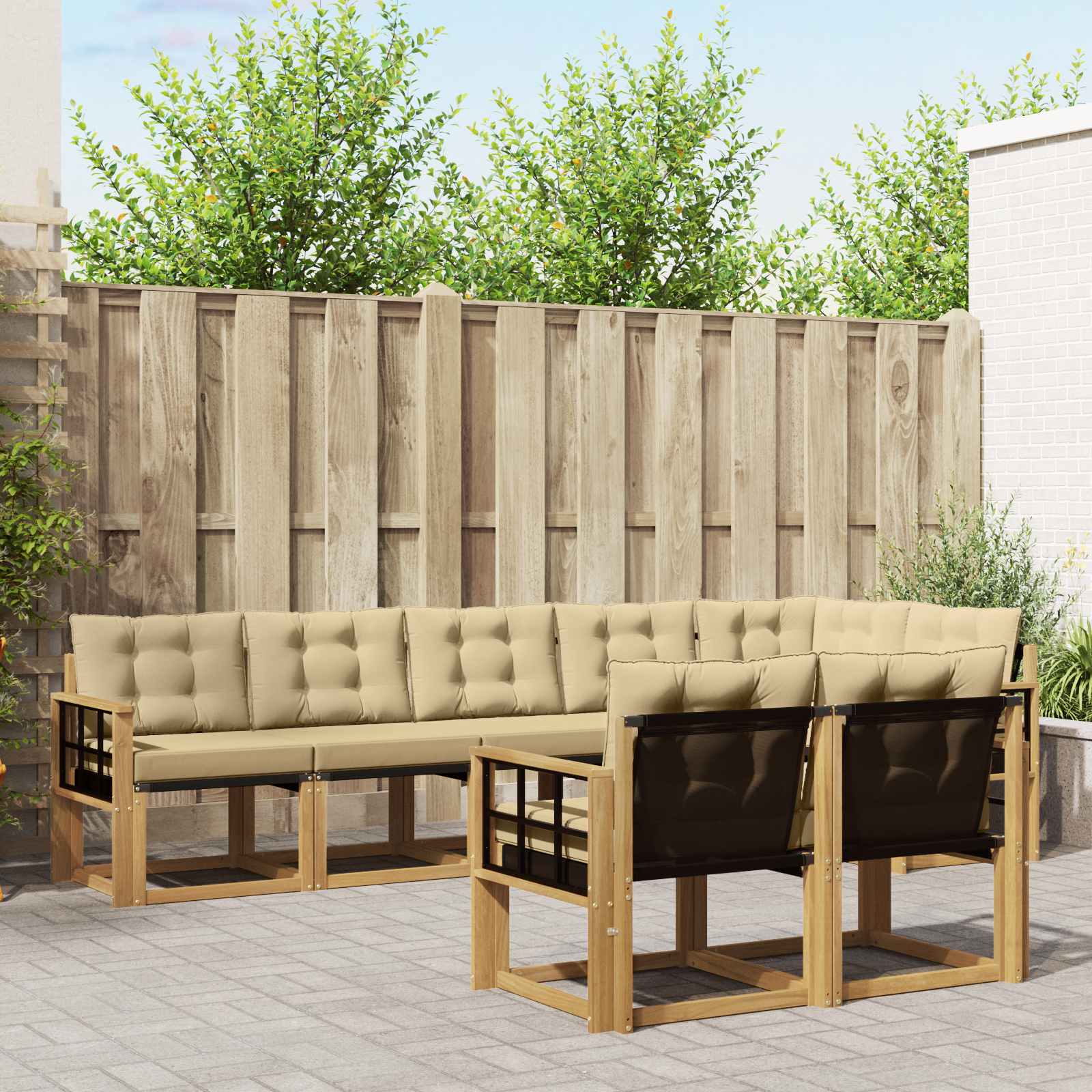 Outdoor-Sofagarnitur 8 stk. Weiß und Beige