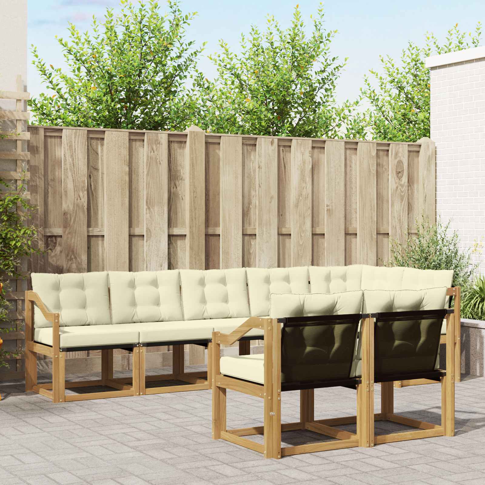 Outdoor-Sofagarnitur 8 stk. Weiß und Creme