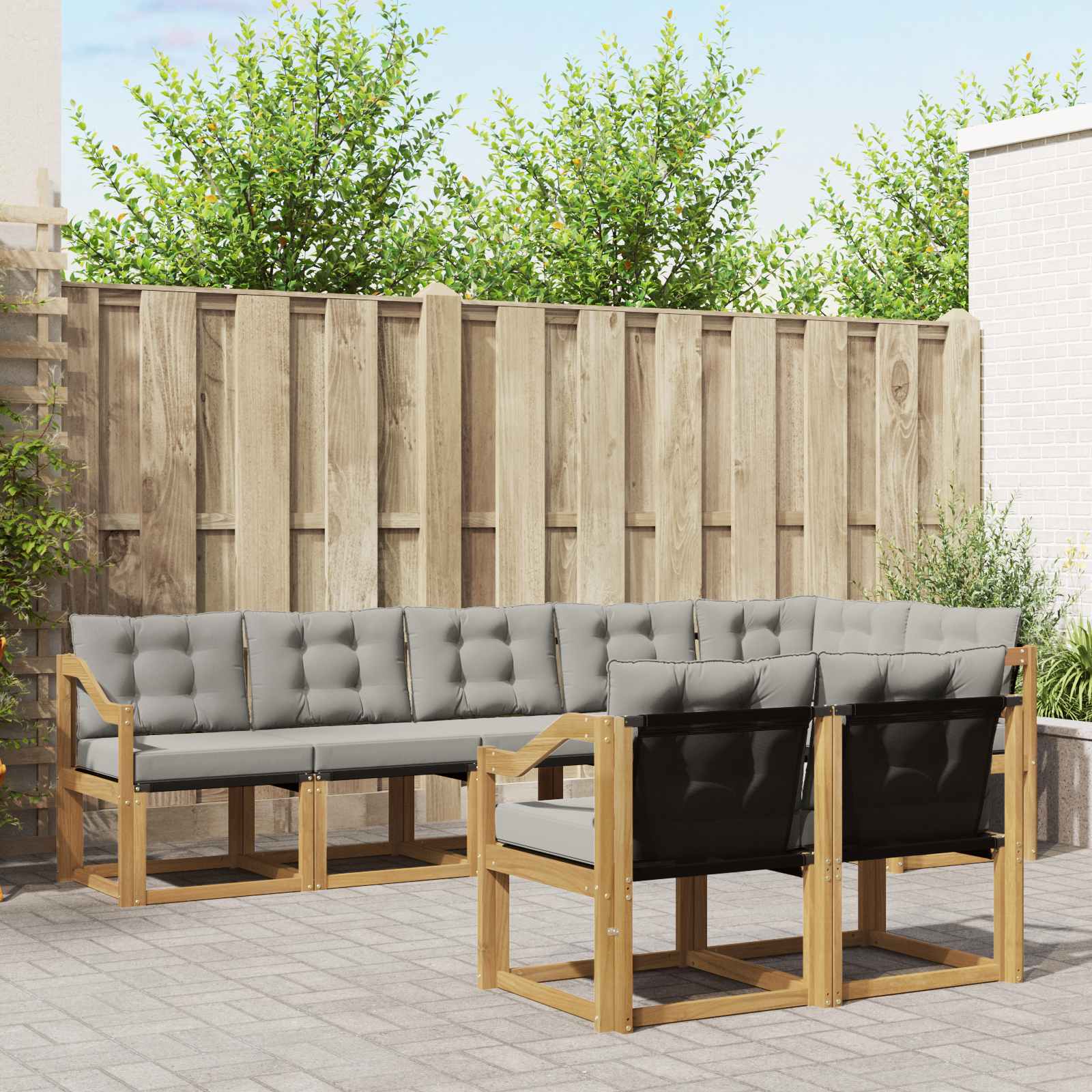 Outdoor-Sofagarnitur 8 stk. Weiß und Hellgrau
