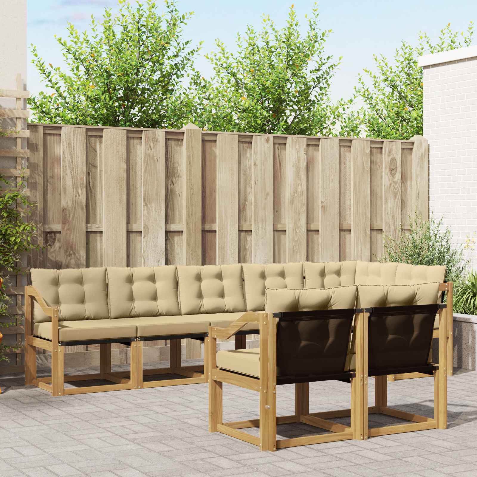 Outdoor-Sofagarnitur 8 stk. Weiß und Beige