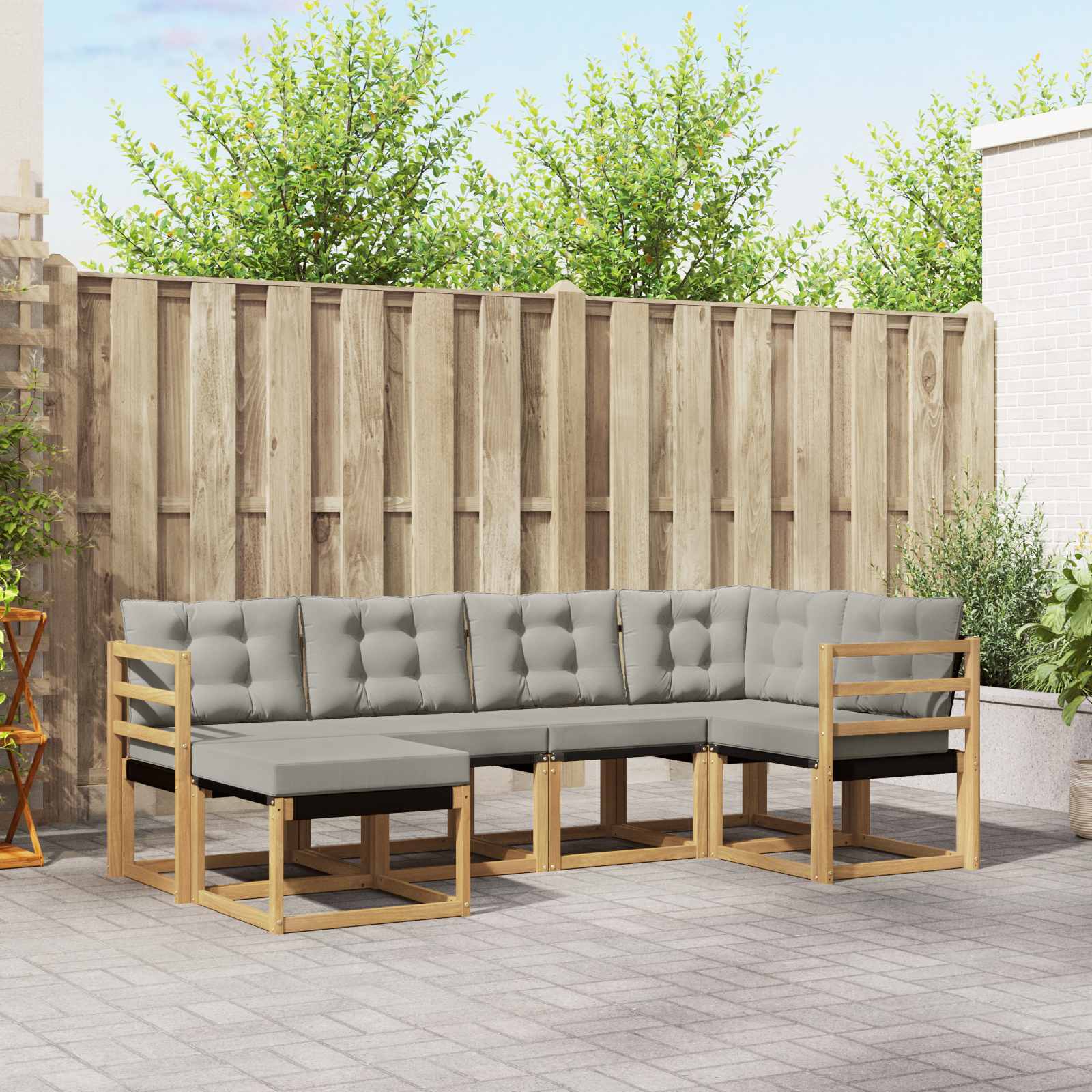 Outdoor-Sofagarnitur 6 stk. Weiß und Hellgrau