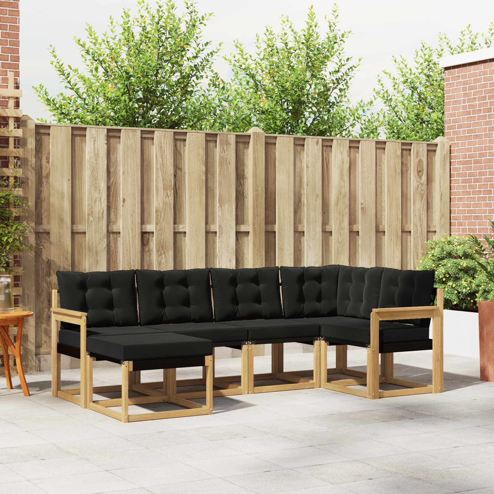 Outdoor-Sofagarnitur 6 stk. Weiß und Schwarz
