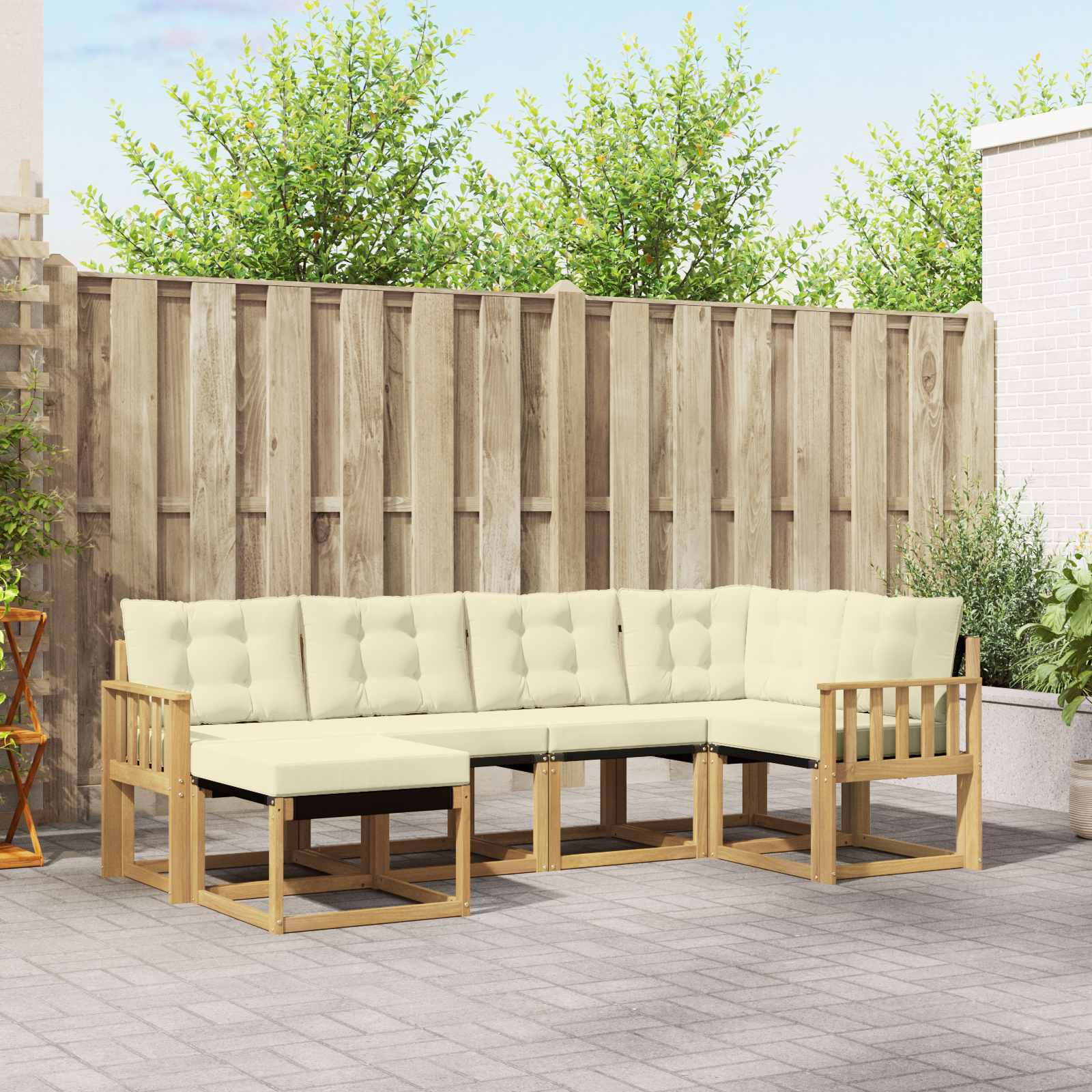 Outdoor-Sofagarnitur 6 stk. Weiß und Creme