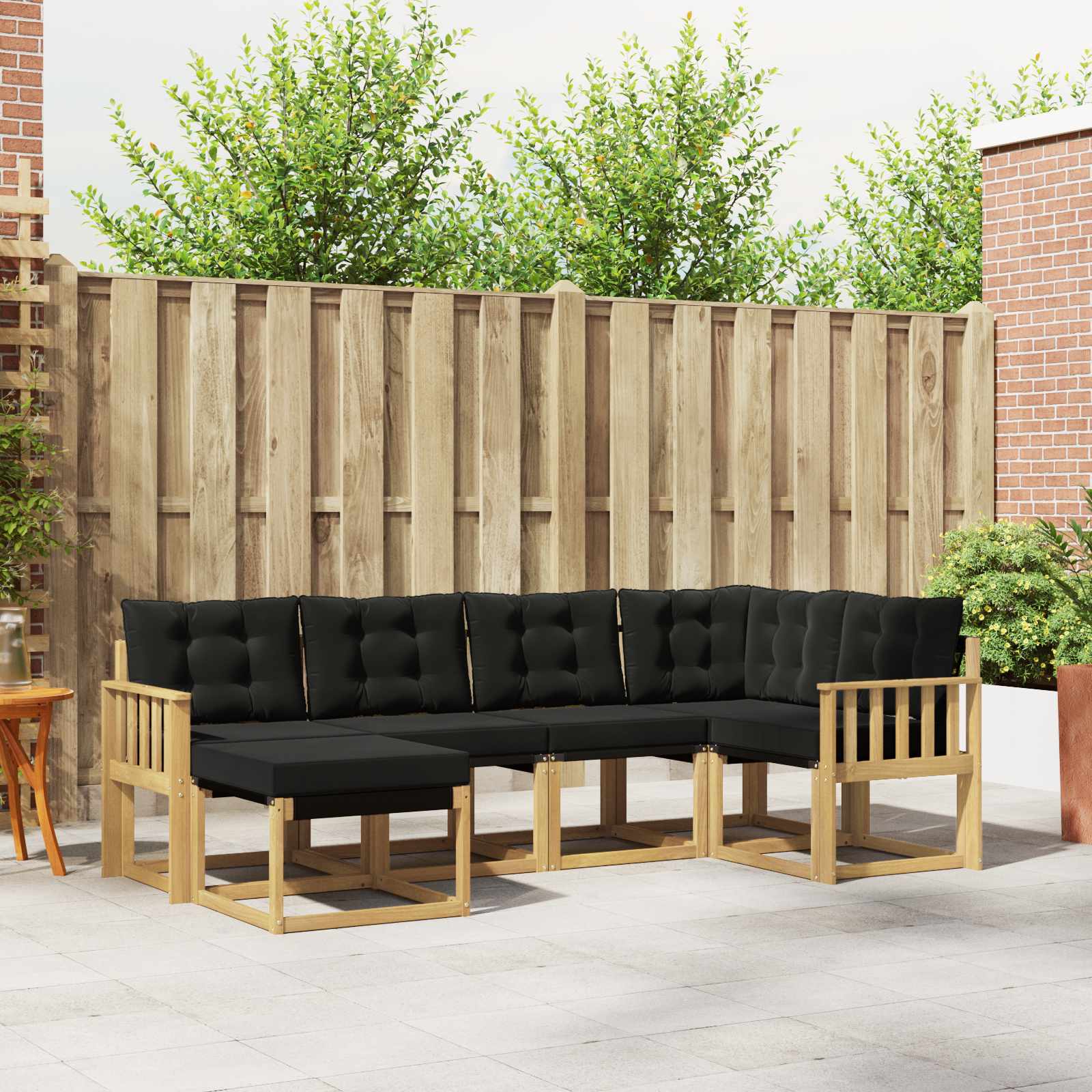 Outdoor-Sofagarnitur 6 stk. Weiß und Schwarz