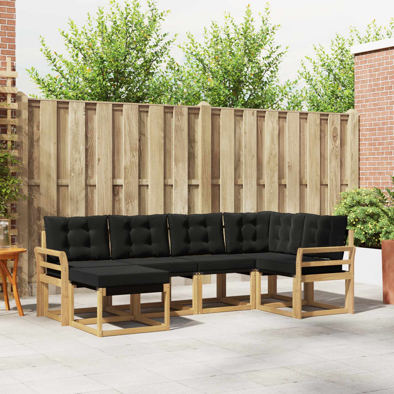 Outdoor-Sofagarnitur 6 stk. Weiß und Schwarz