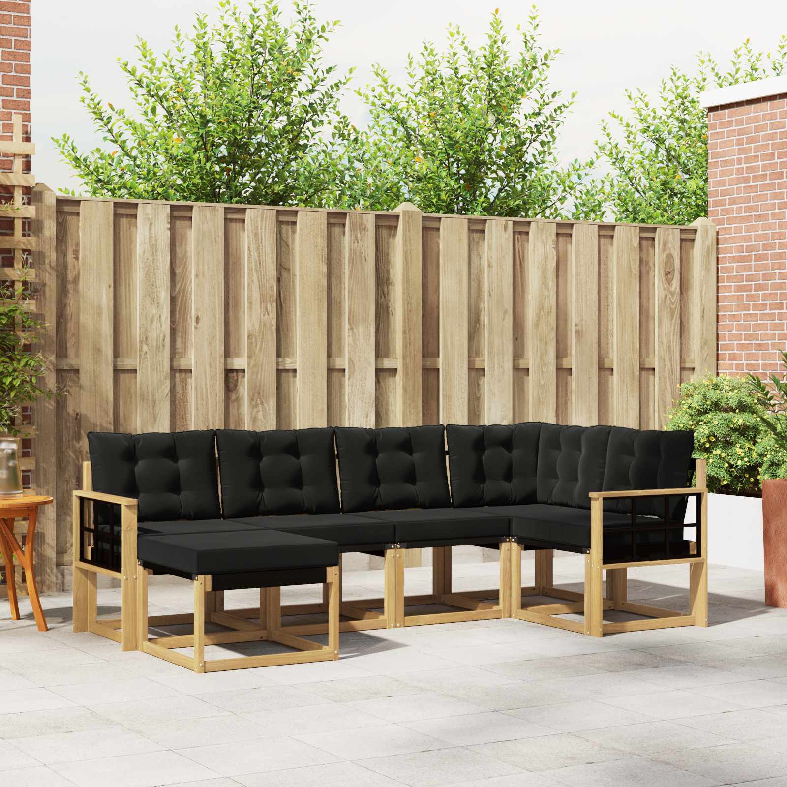 Outdoor-Sofagarnitur 6 stk. Weiß und Schwarz