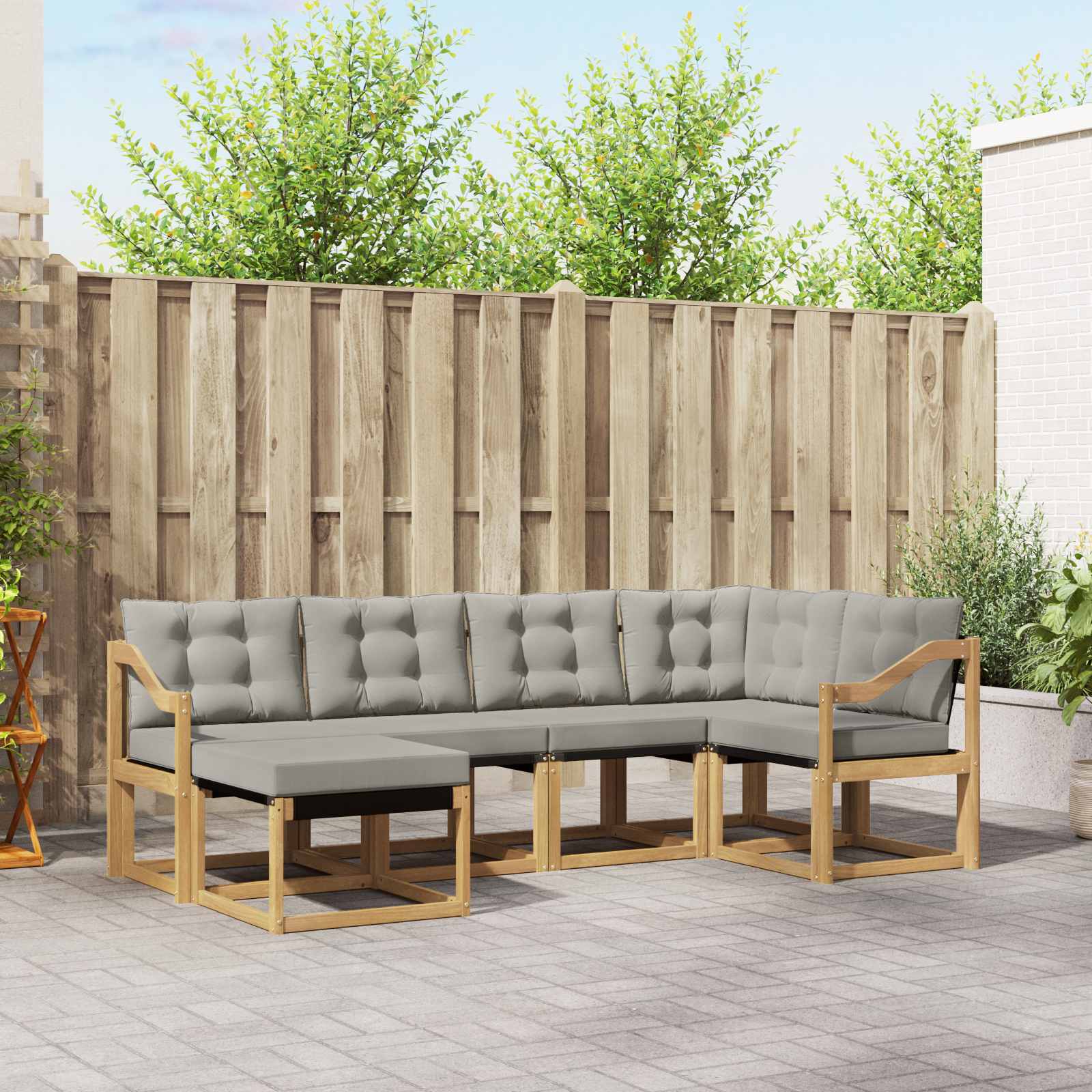 Outdoor-Sofagarnitur 6 stk. Weiß und Hellgrau