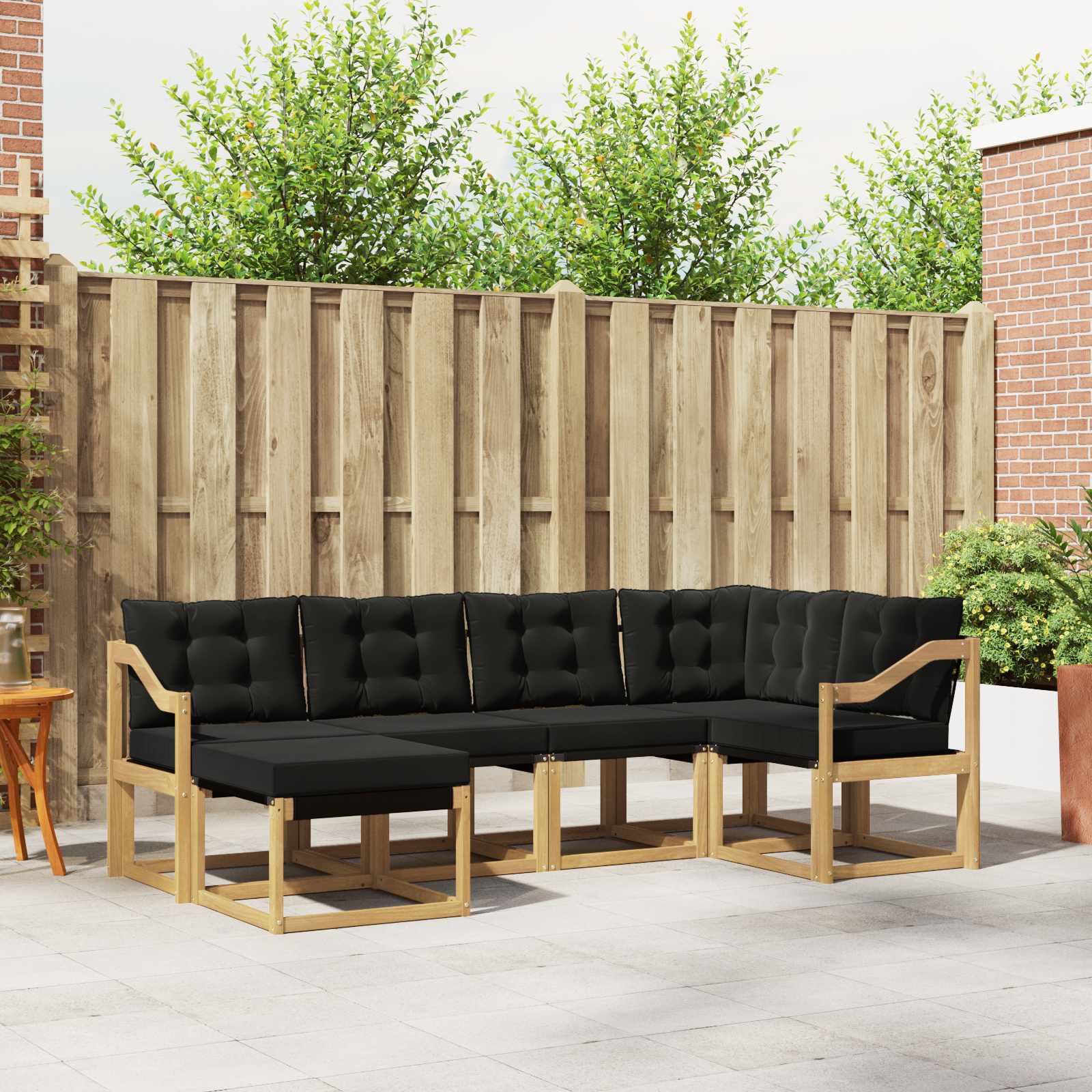 Outdoor-Sofagarnitur 6 stk. Weiß und Schwarz