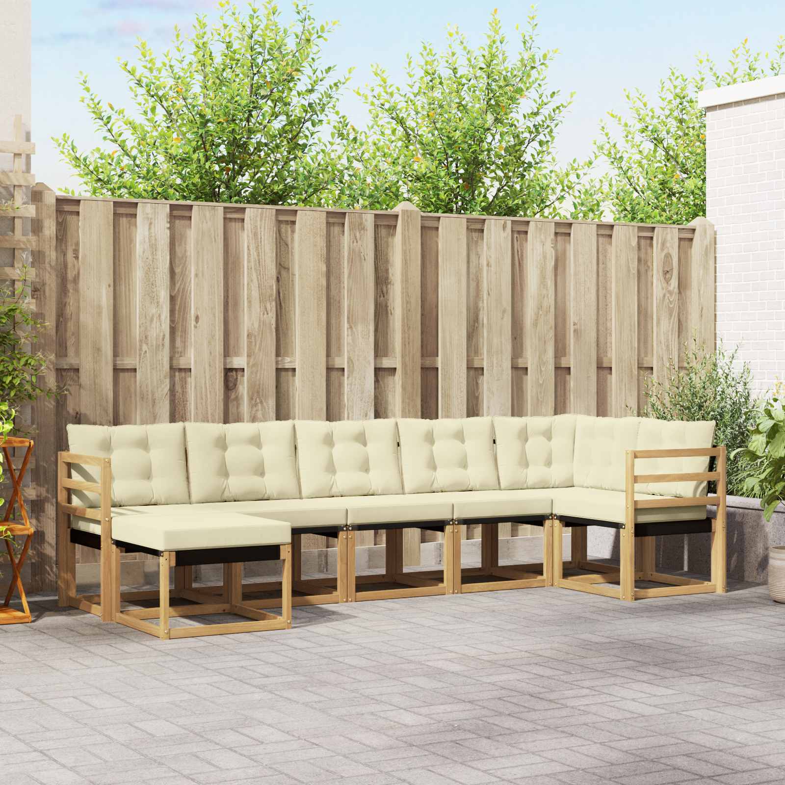 Outdoor-Sofagarnitur 7 stk. Weiß und Creme