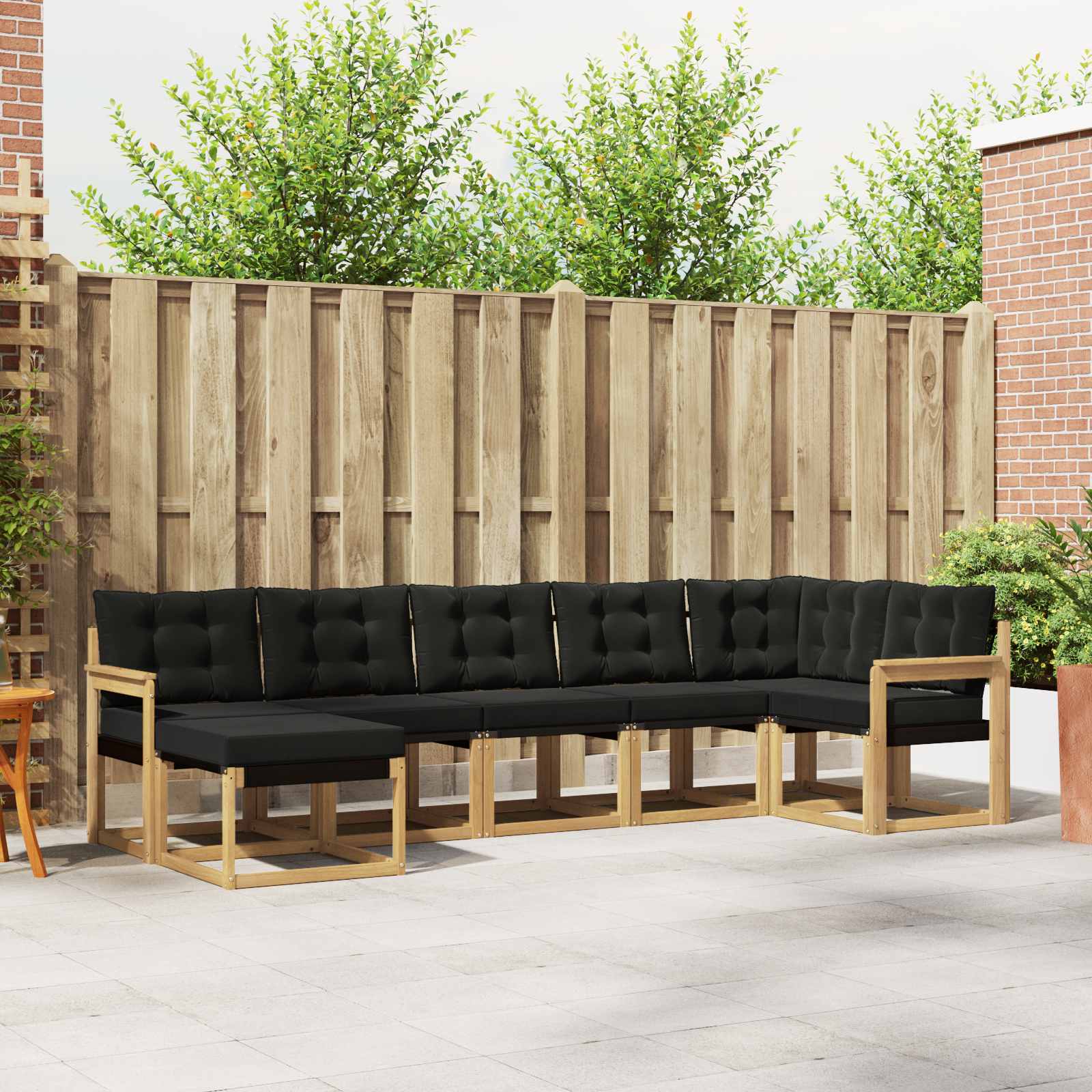 Outdoor-Sofagarnitur 7 stk. Weiß und Schwarz