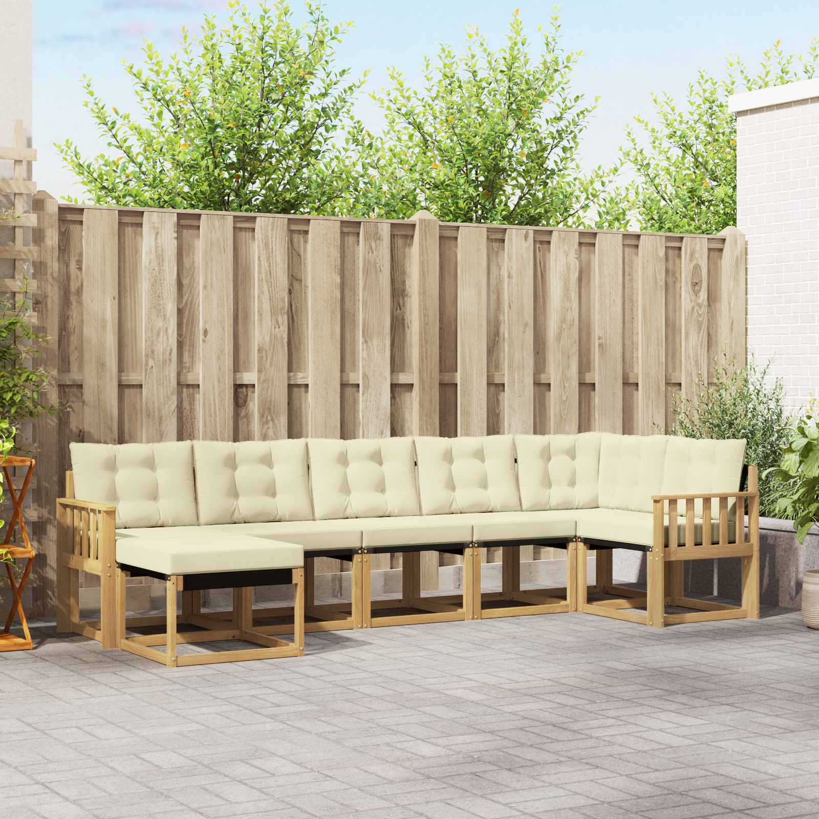 Outdoor-Sofagarnitur 7 stk. Weiß und Creme