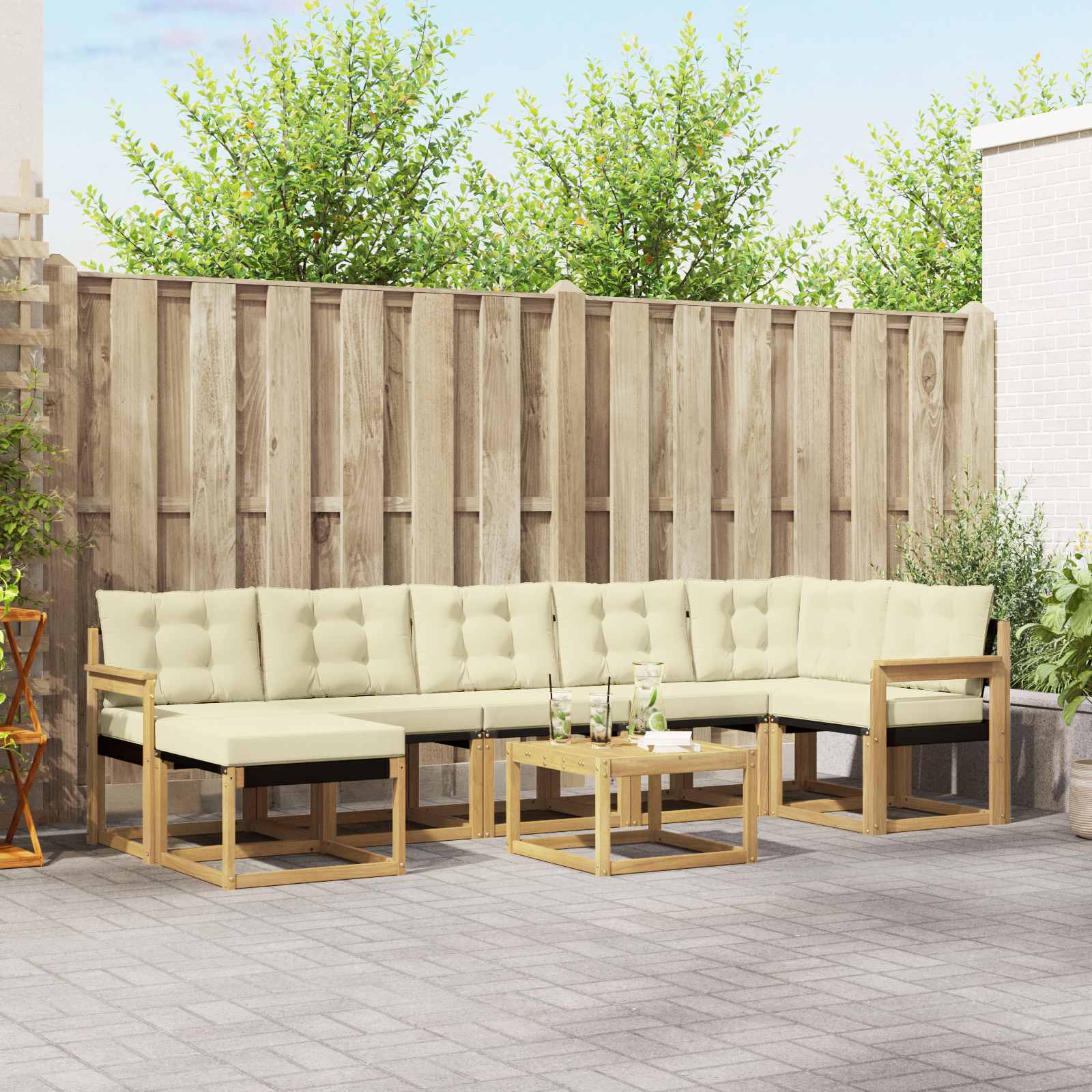 Outdoor-Sofagarnitur 8 stk. Weiß und Creme