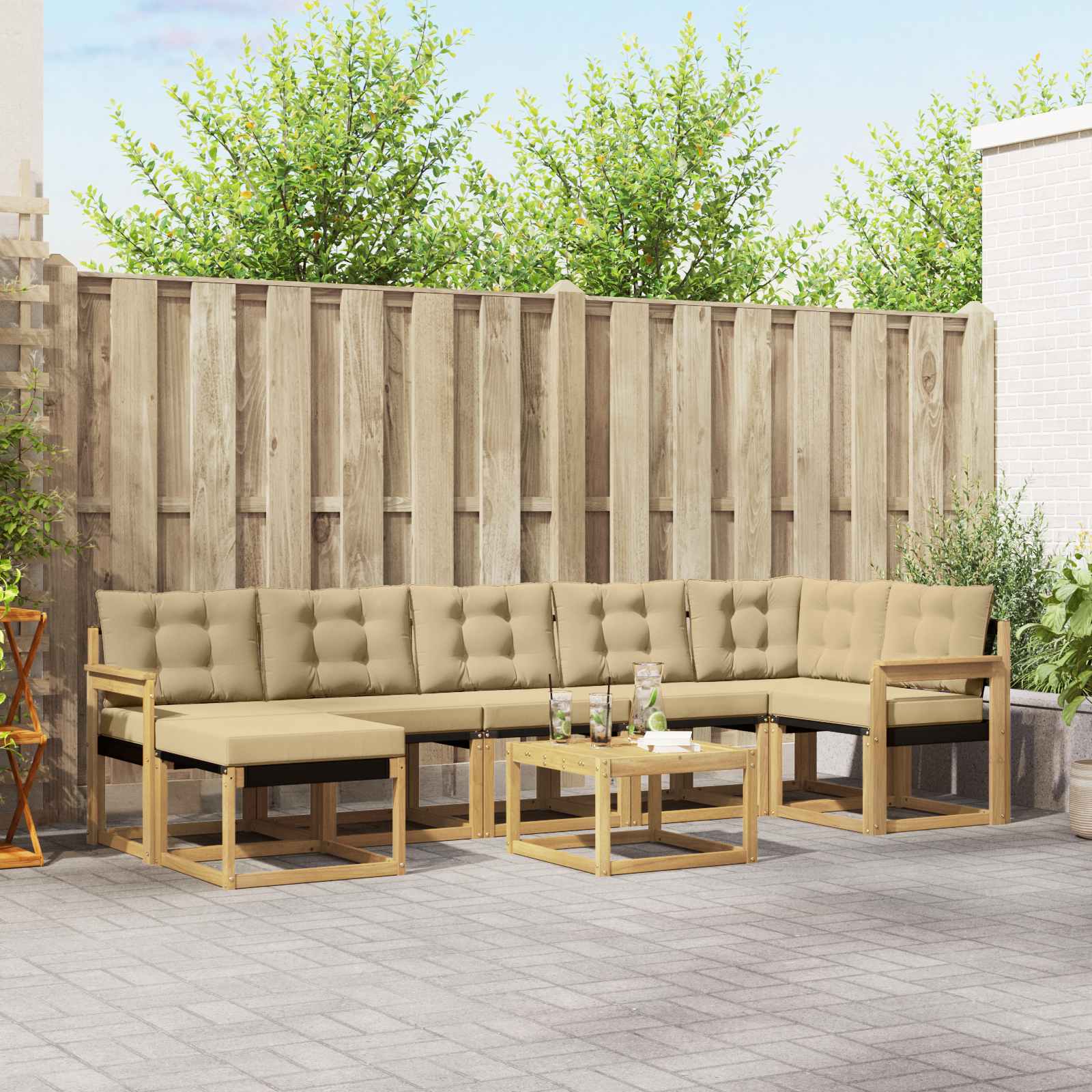 Outdoor-Sofagarnitur 8 stk. Weiß und Beige