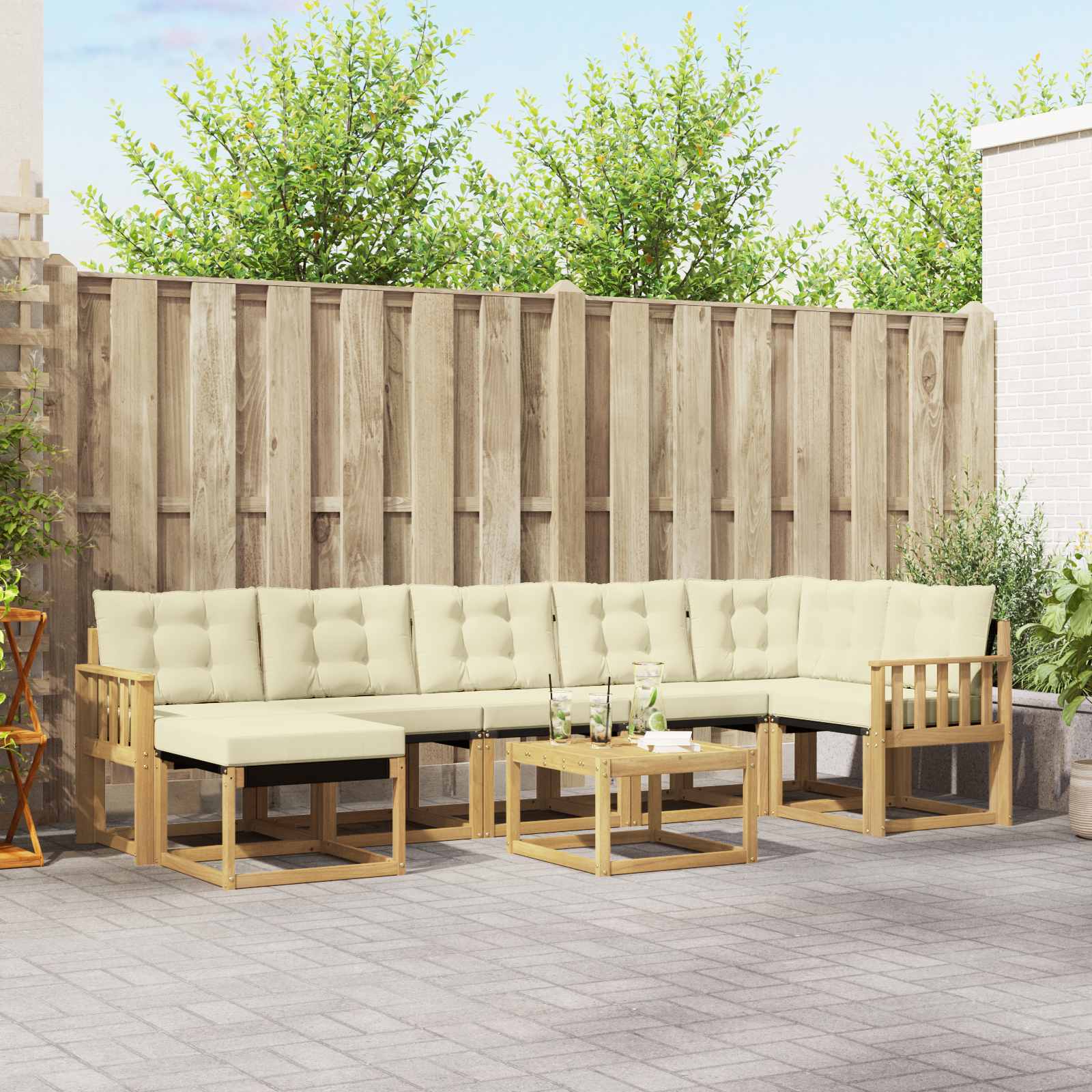 Outdoor-Sofagarnitur 8 stk. Weiß und Creme