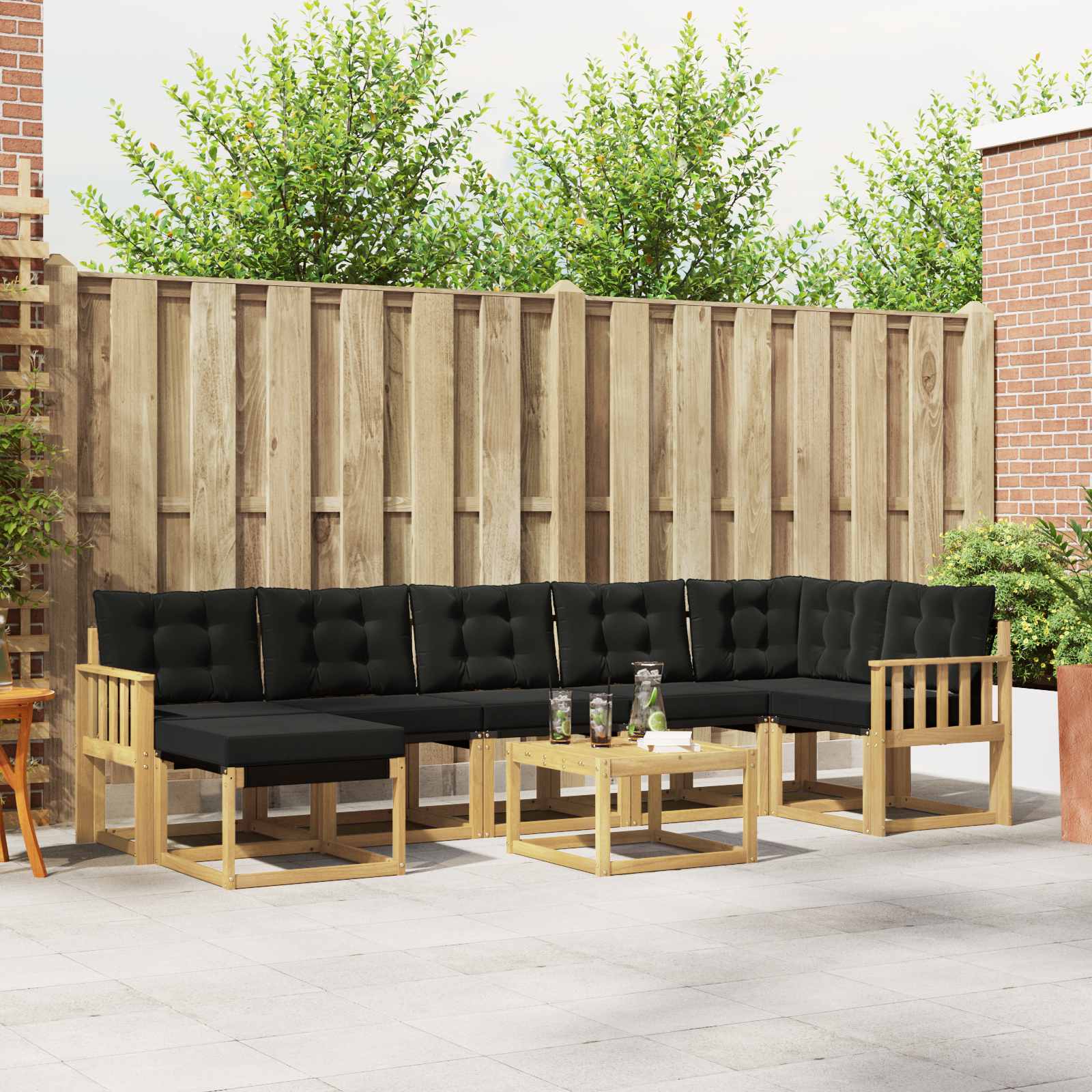 Outdoor-Sofagarnitur 8 stk. Weiß und Schwarz