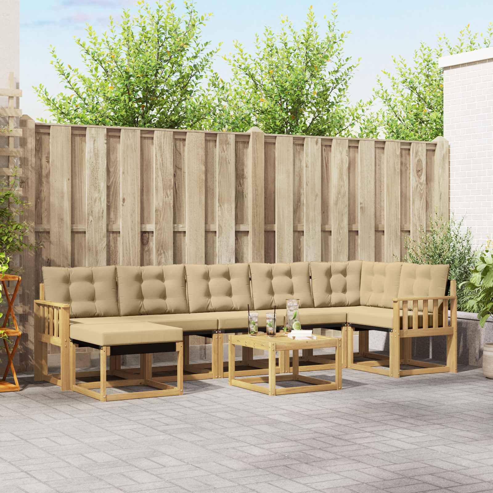 Outdoor-Sofagarnitur 8 stk. Weiß und Beige
