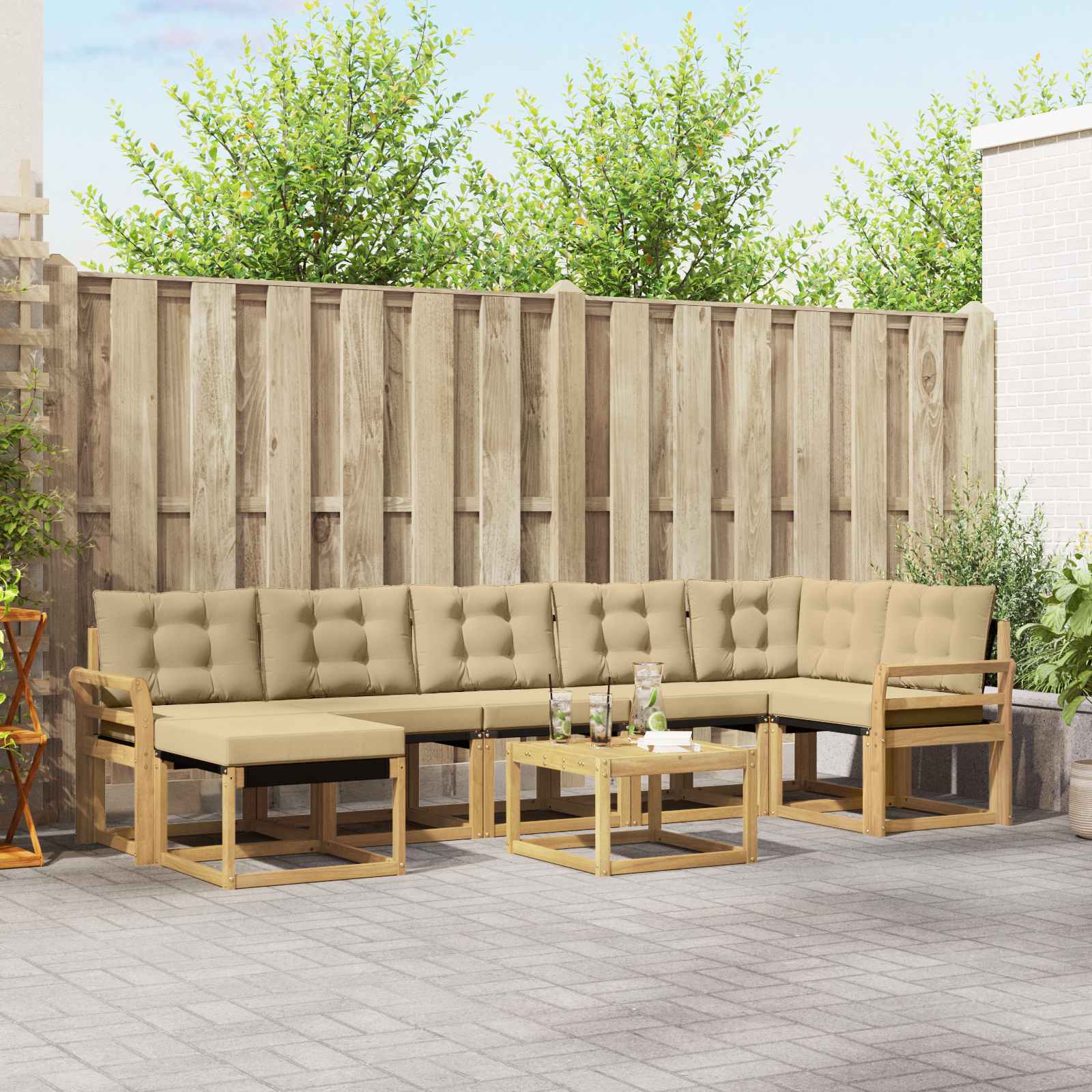 Outdoor-Sofagarnitur 8 stk. Weiß und Beige