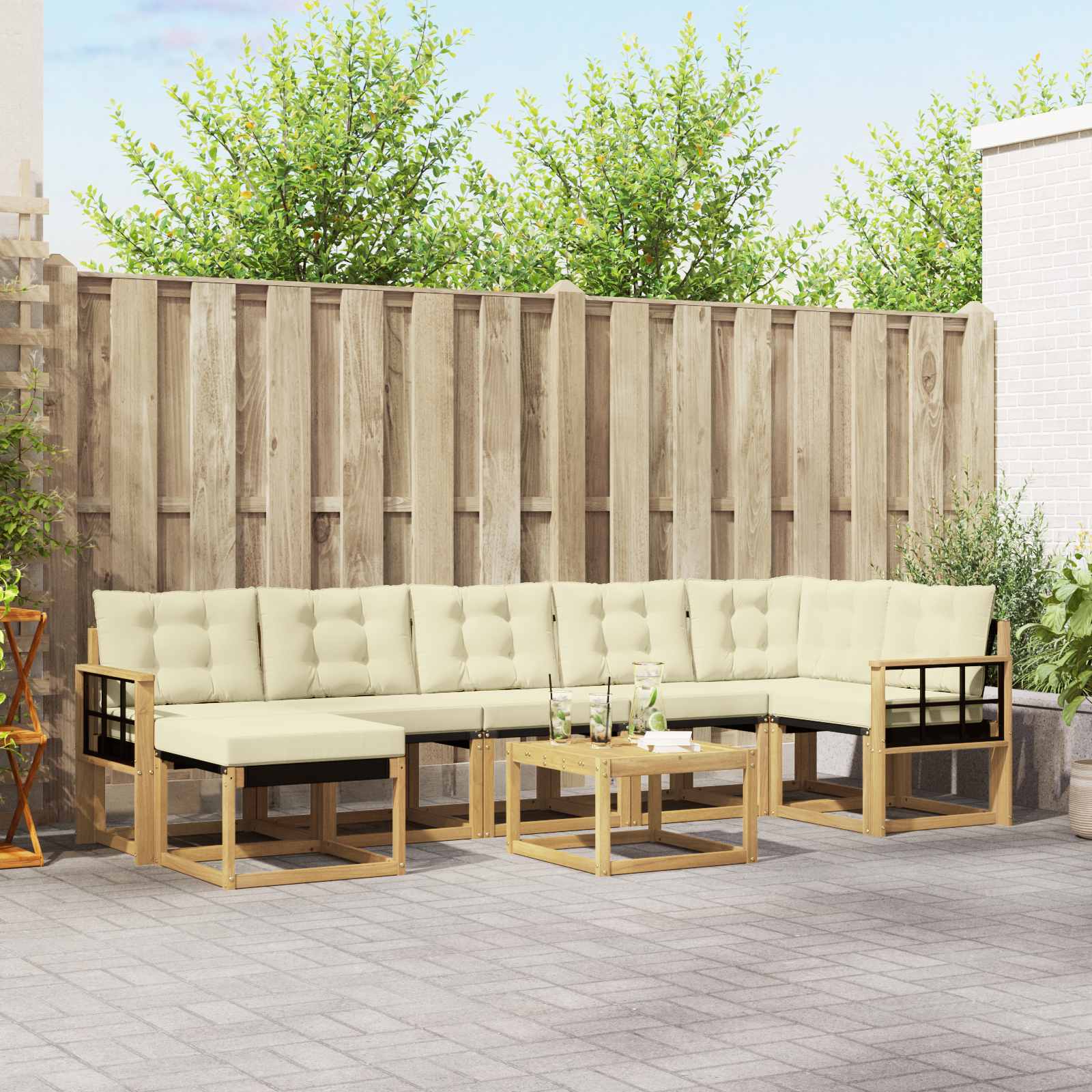 Outdoor-Sofagarnitur 8 stk. Weiß und Creme