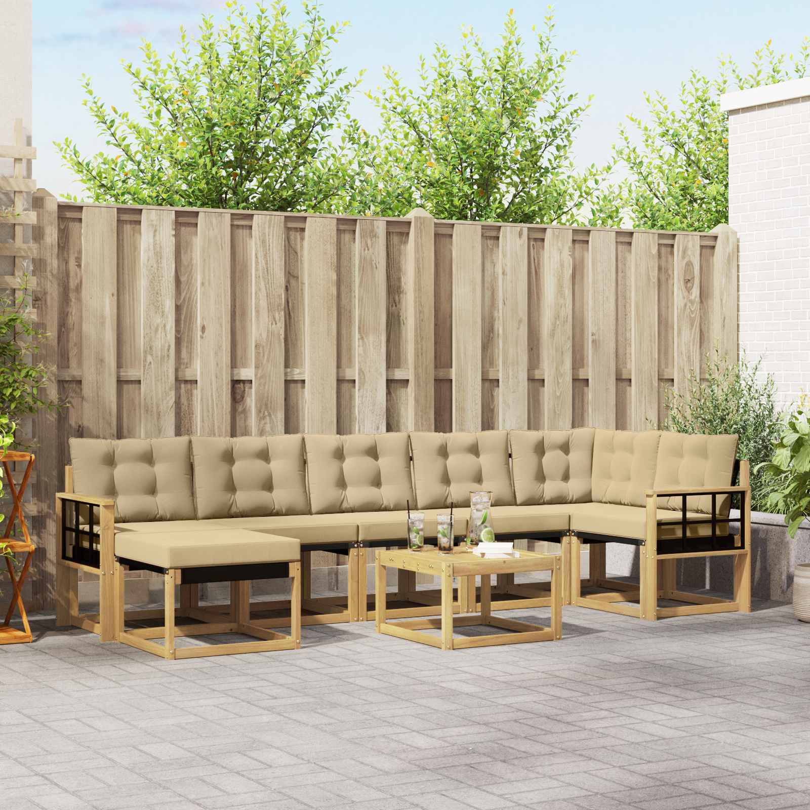 Outdoor-Sofagarnitur 8 stk. Weiß und Beige