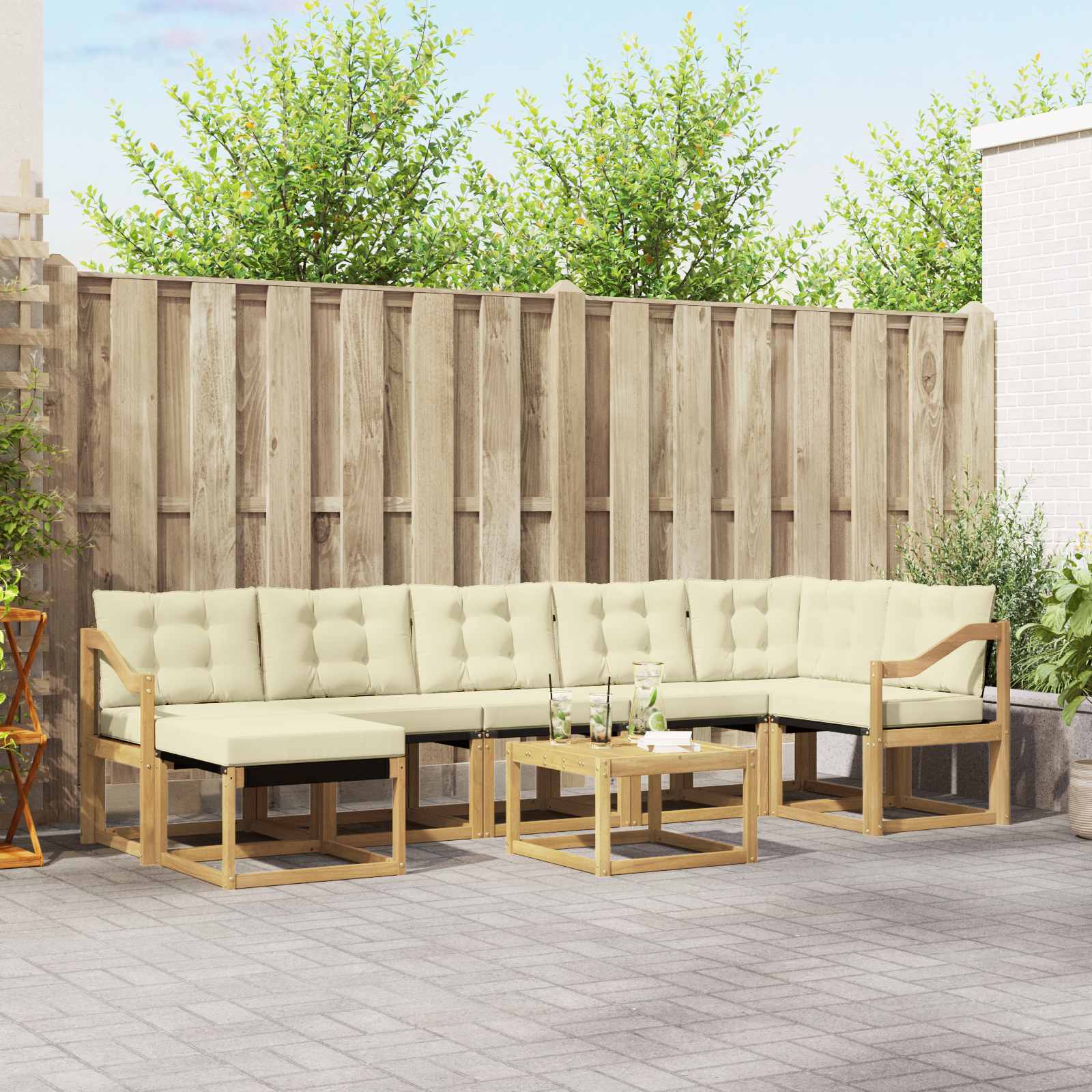 Outdoor-Sofagarnitur 8 stk. Weiß und Creme