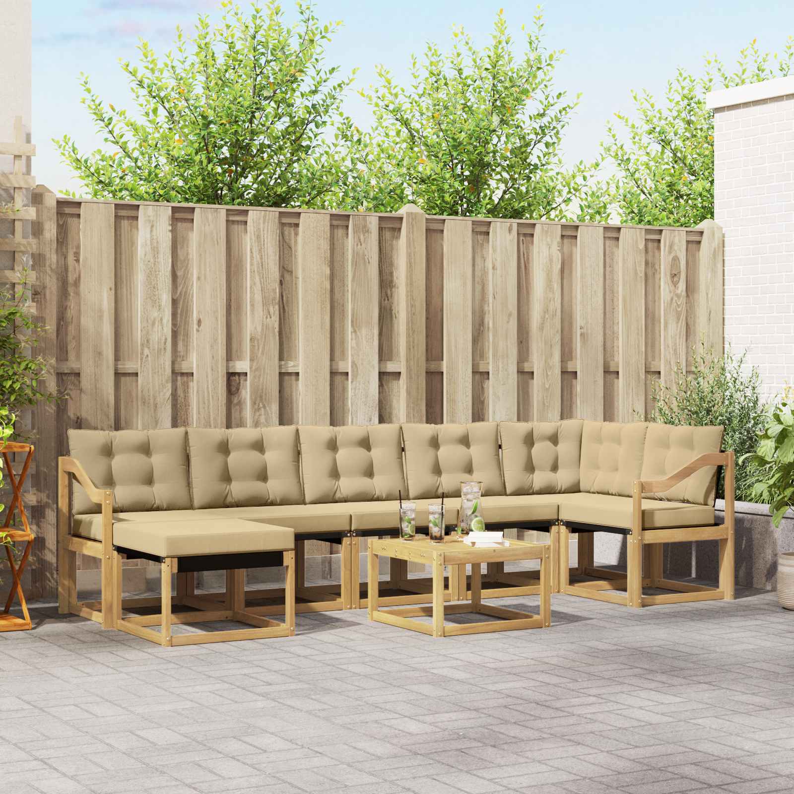 Outdoor-Sofagarnitur 8 stk. Weiß und Beige