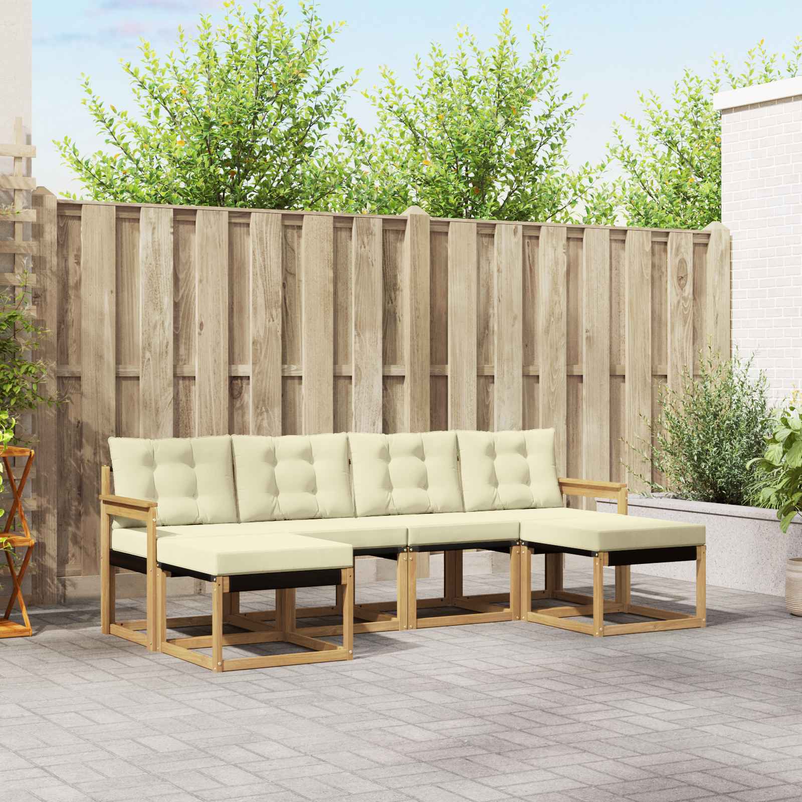 Outdoor-Sofagarnitur 6 stk. Weiß und Creme