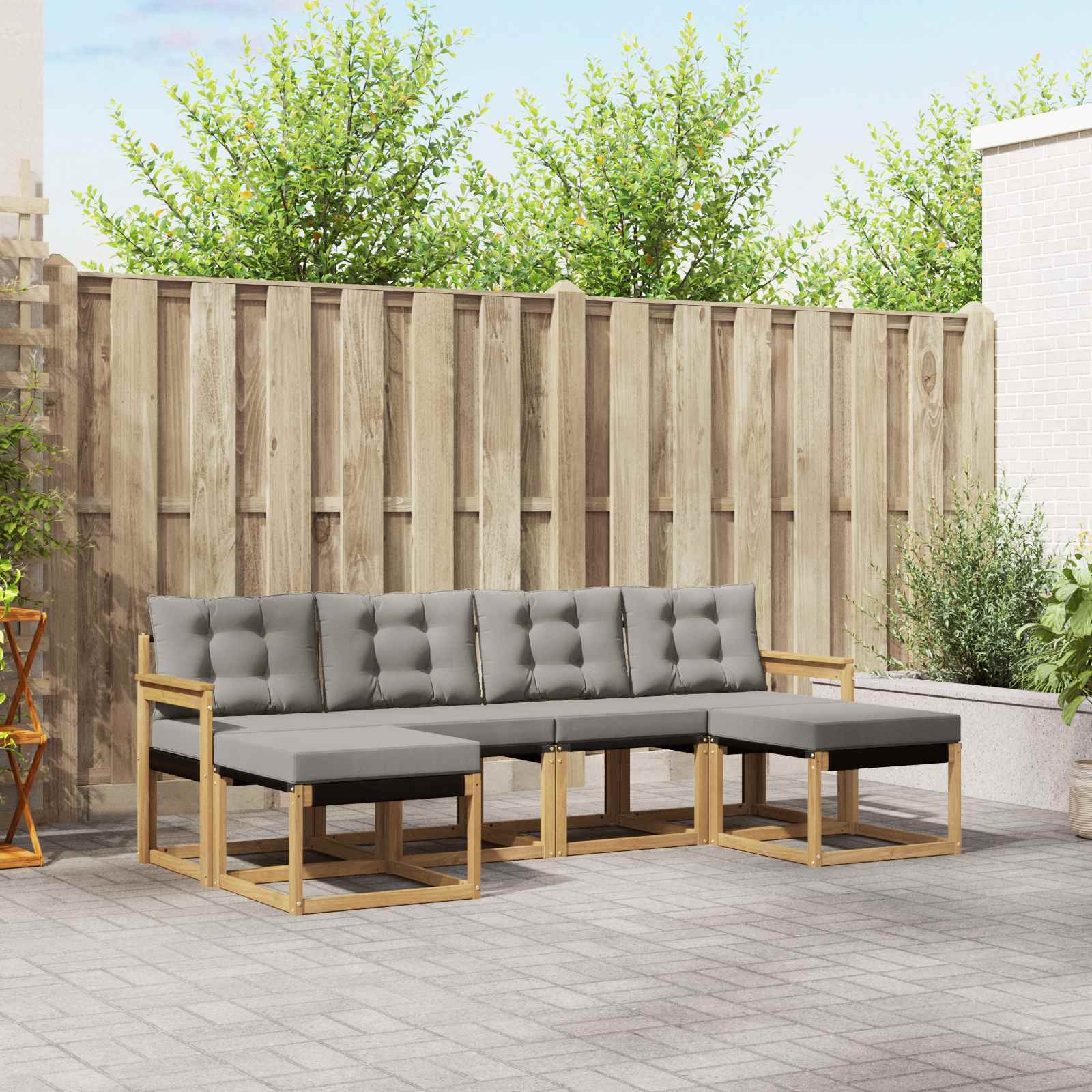 Outdoor-Sofagarnitur 6 stk. Weiß und Hellgrau
