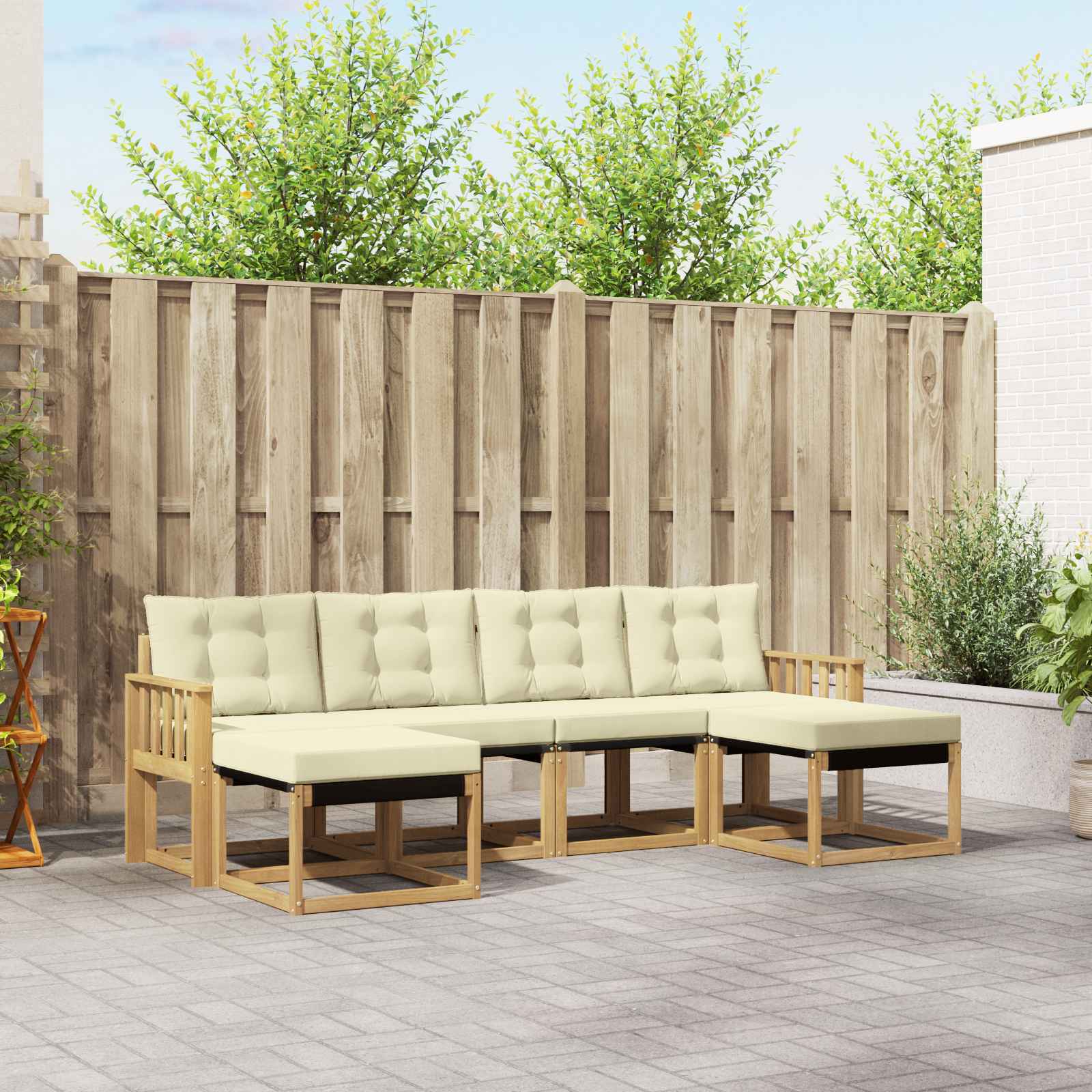 Outdoor-Sofagarnitur 6 stk. Weiß und Creme