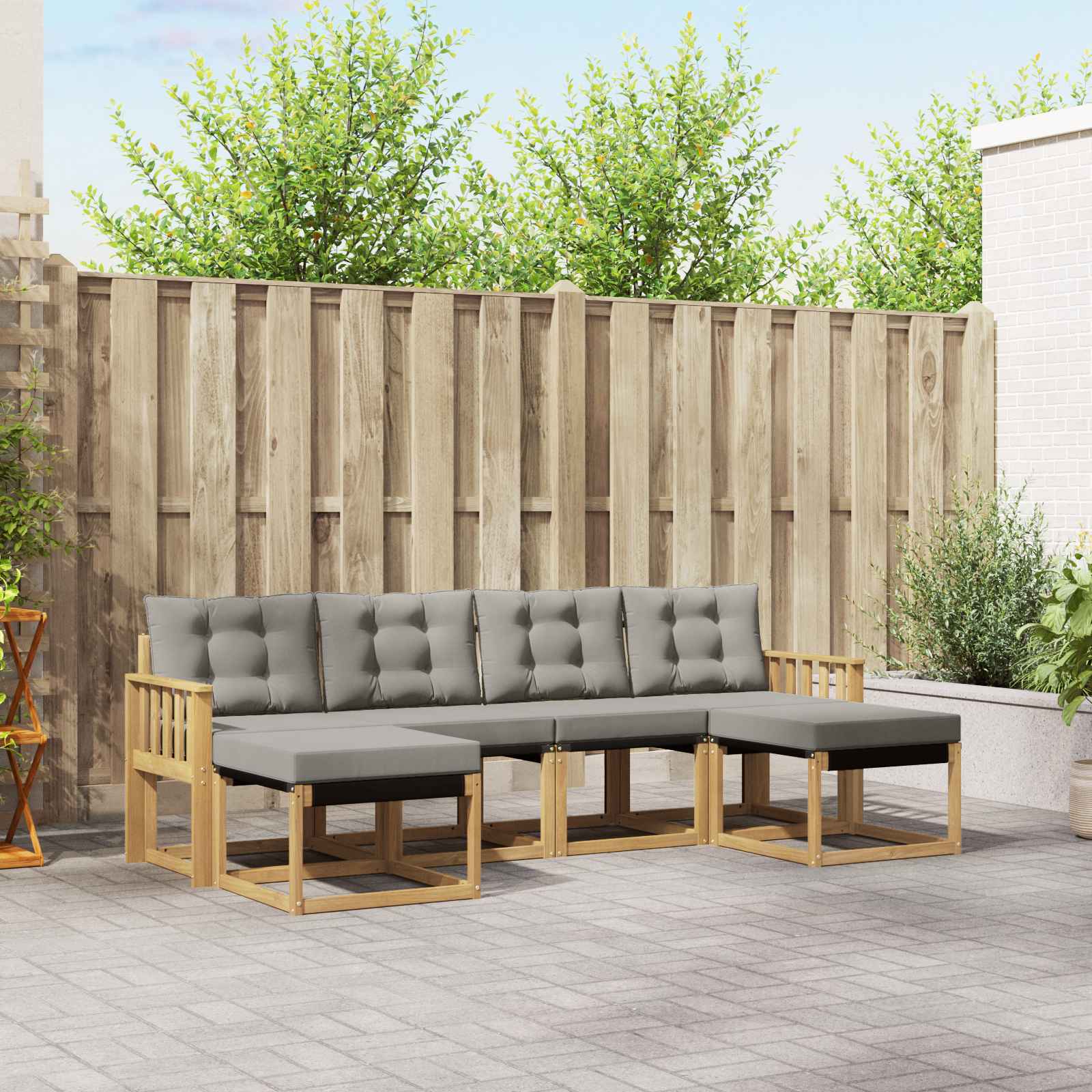 Outdoor-Sofagarnitur 6 stk. Weiß und Hellgrau
