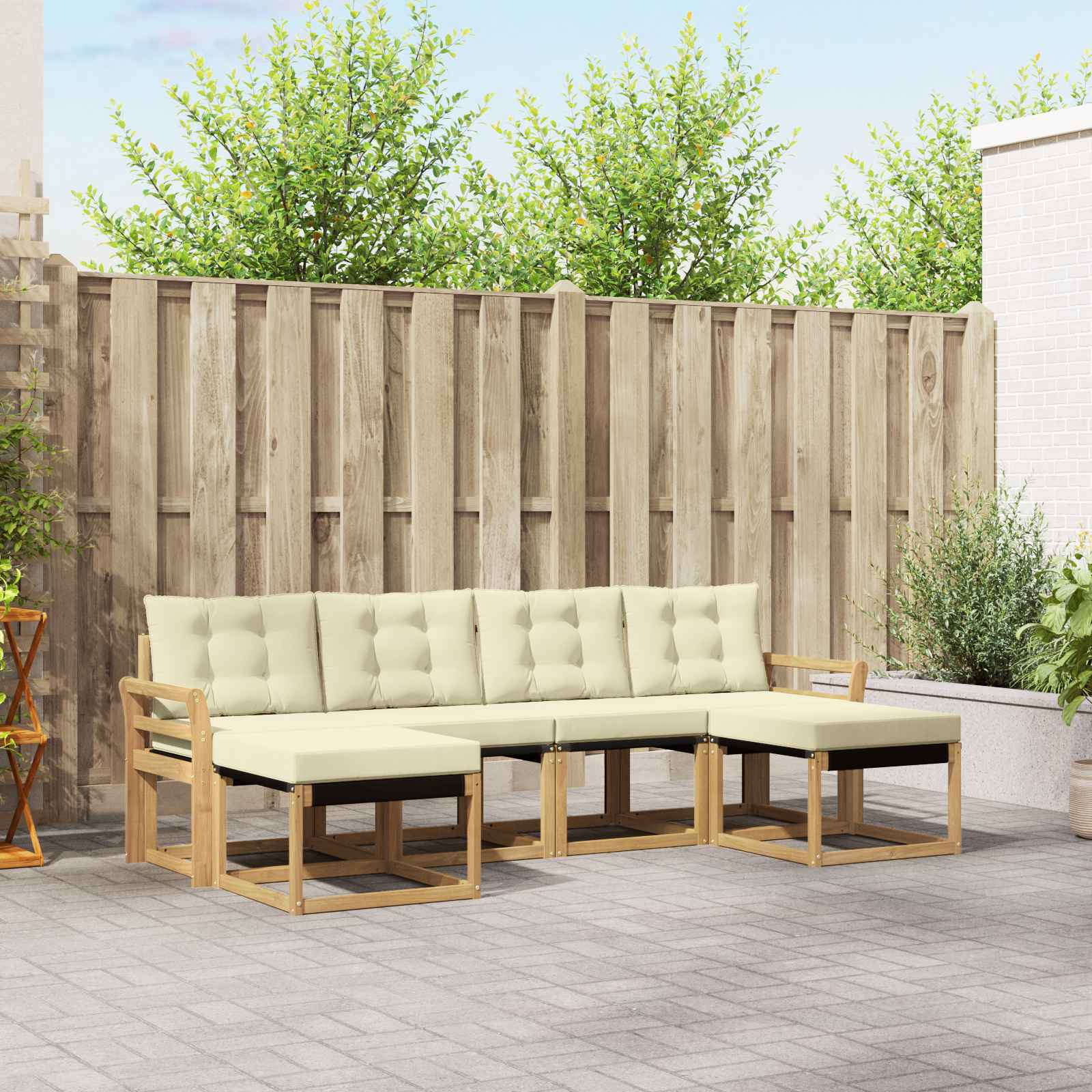 Outdoor-Sofagarnitur 6 stk. Weiß und Creme