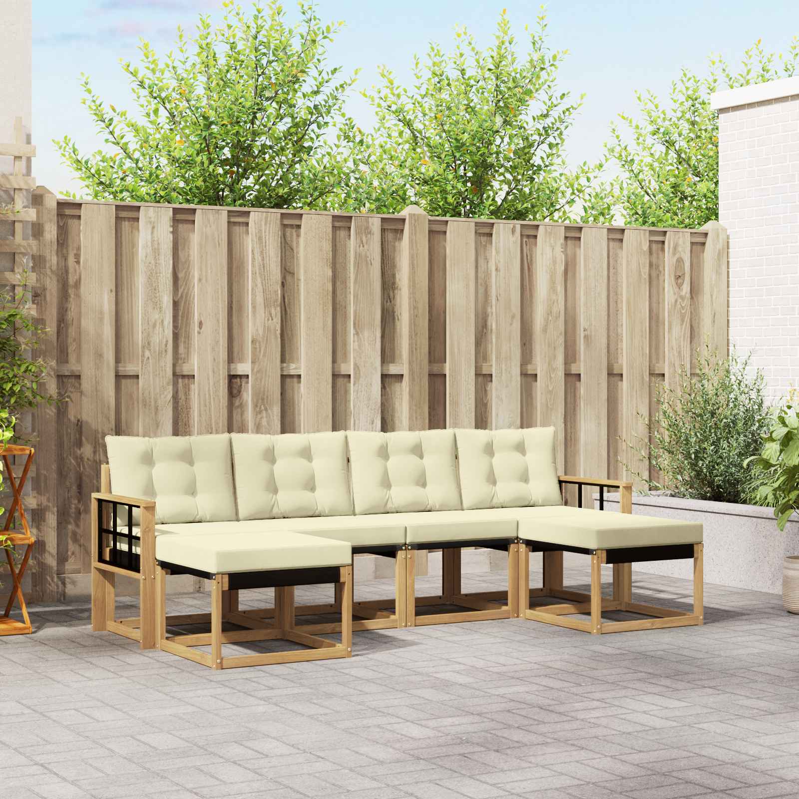 Outdoor-Sofagarnitur 6 stk. Weiß und Creme