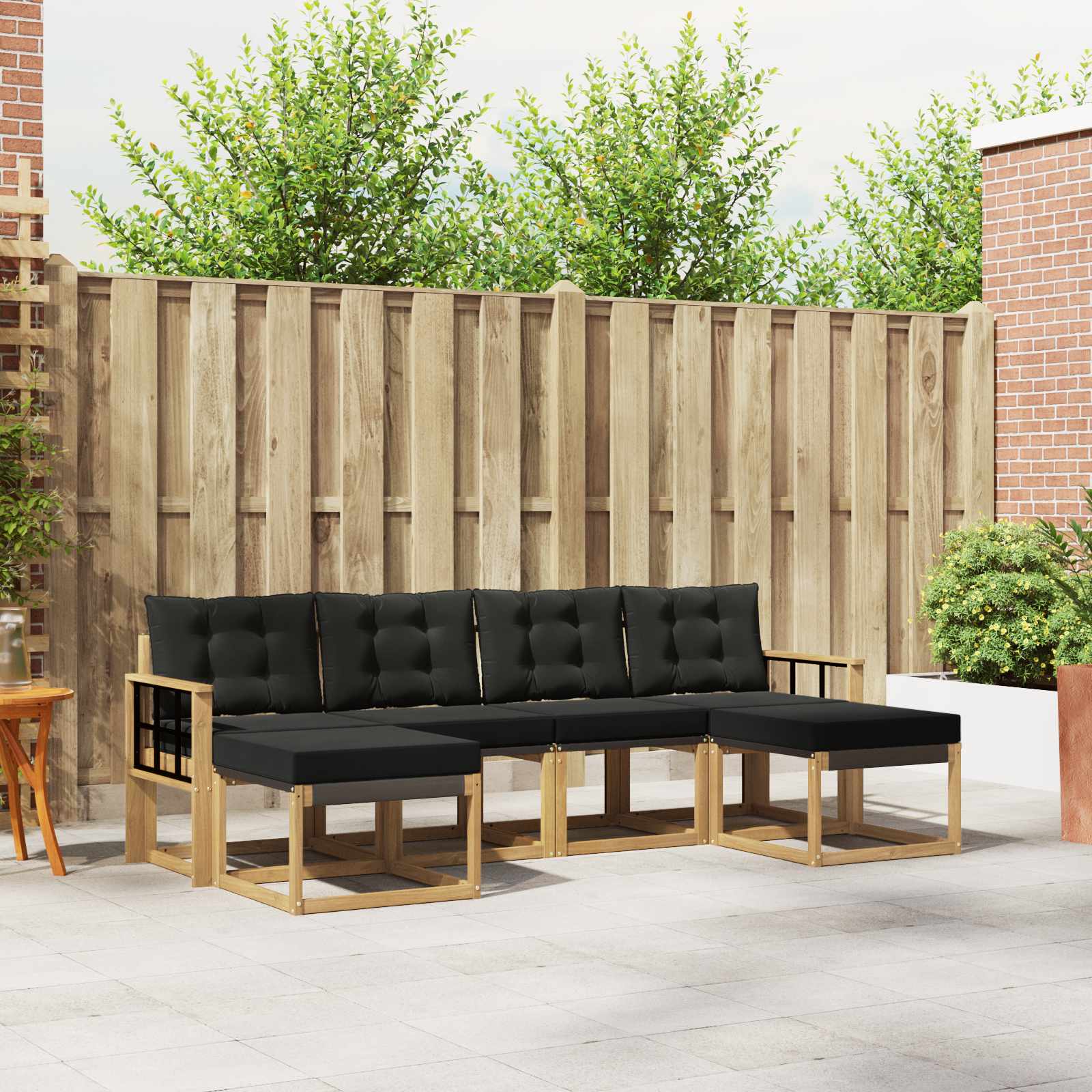 Outdoor-Sofagarnitur 6 stk. Weiß und Schwarz