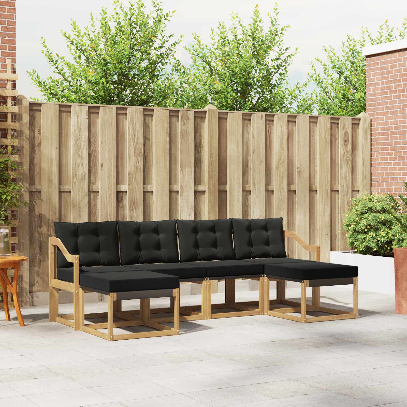Outdoor-Sofagarnitur 6 stk. Weiß und Schwarz