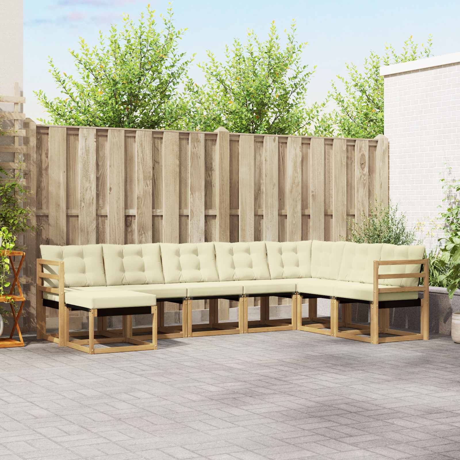 Outdoor-Sofagarnitur 8 stk. Weiß und Creme