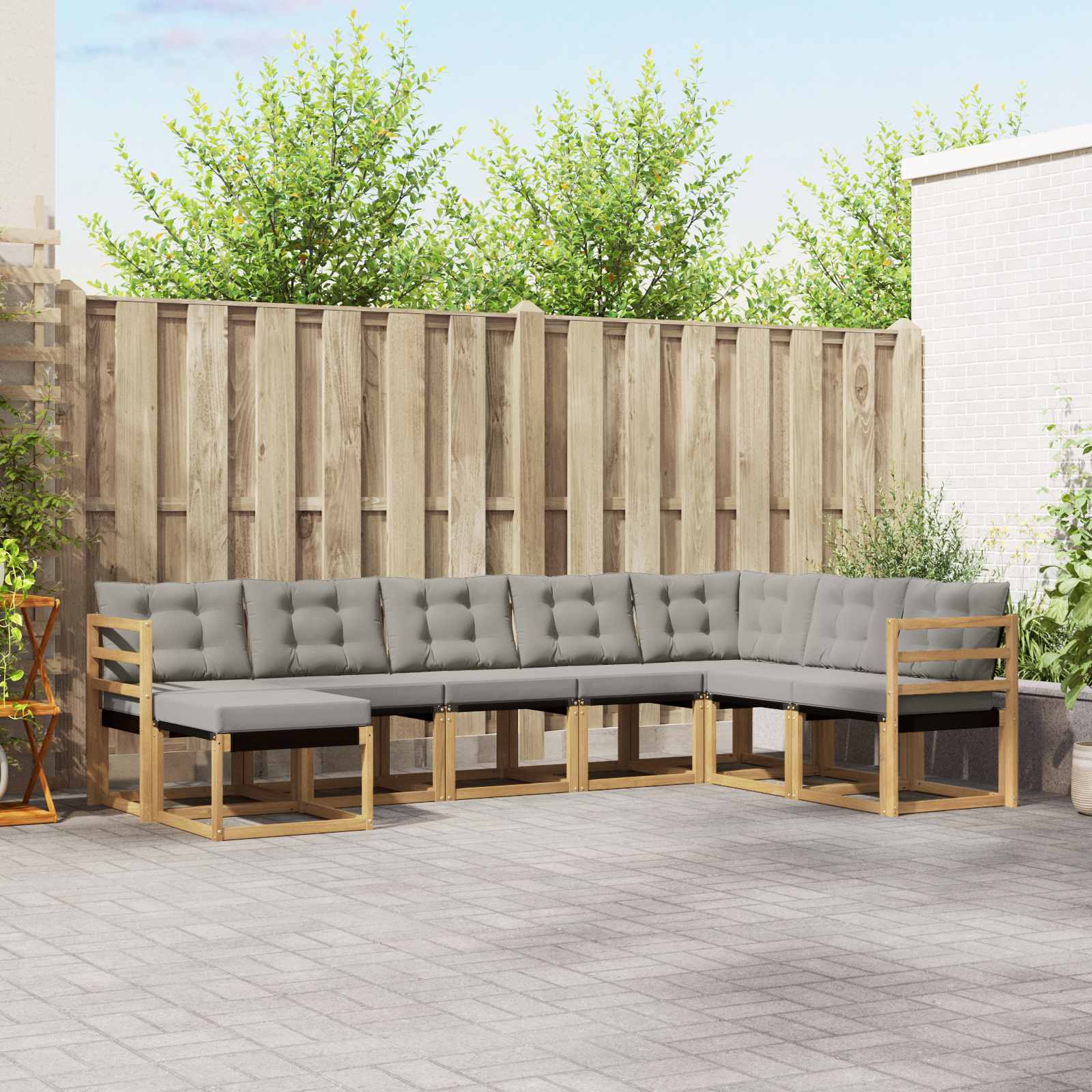 Outdoor-Sofagarnitur 8 stk. Weiß und Hellgrau