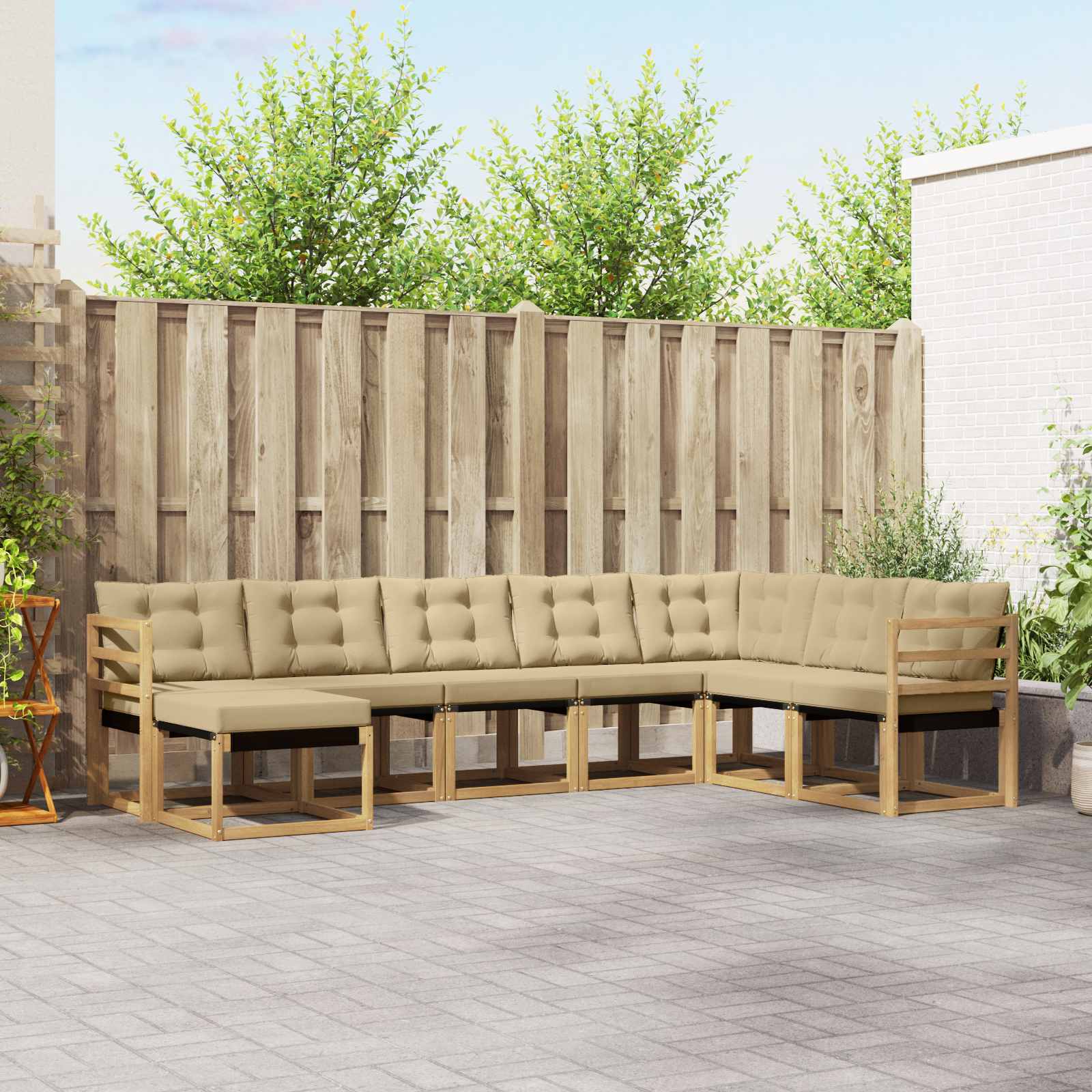 Outdoor-Sofagarnitur 8 stk. Weiß und Beige