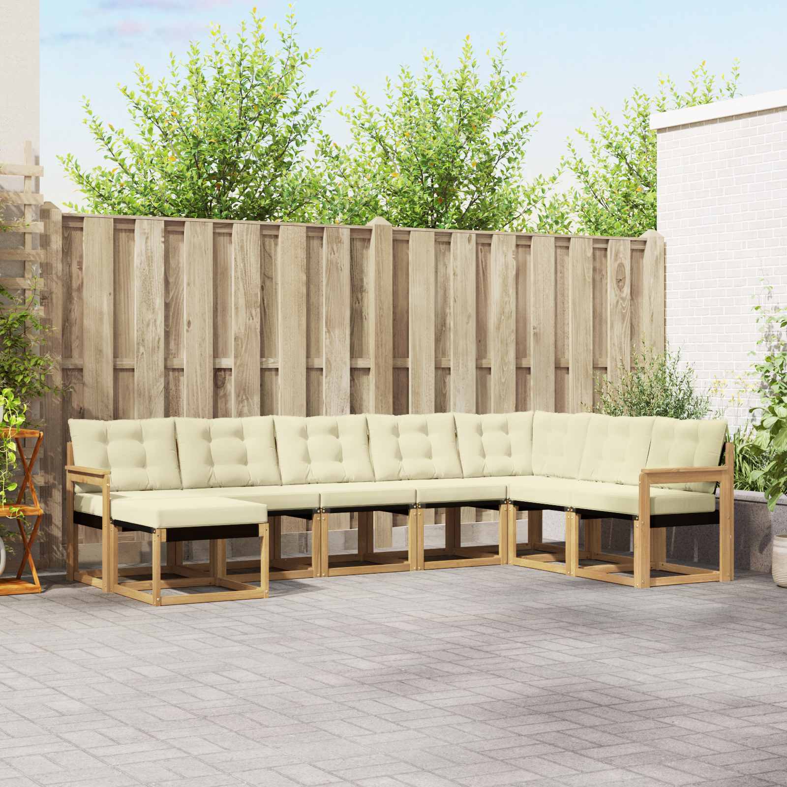 Outdoor-Sofagarnitur 8 stk. Weiß und Creme