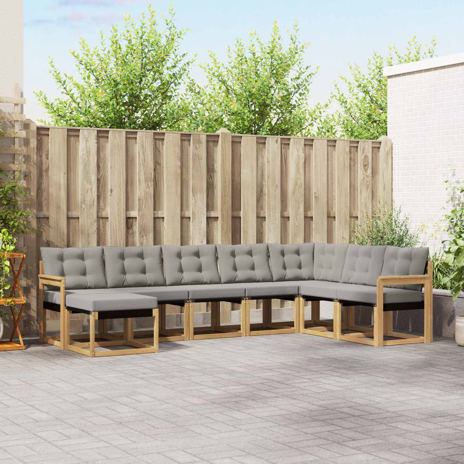 Outdoor-Sofagarnitur 8 stk. Weiß und Hellgrau