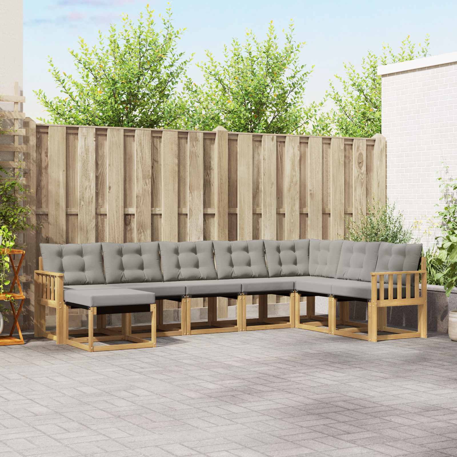 Outdoor-Sofagarnitur 8 stk. Weiß und Hellgrau