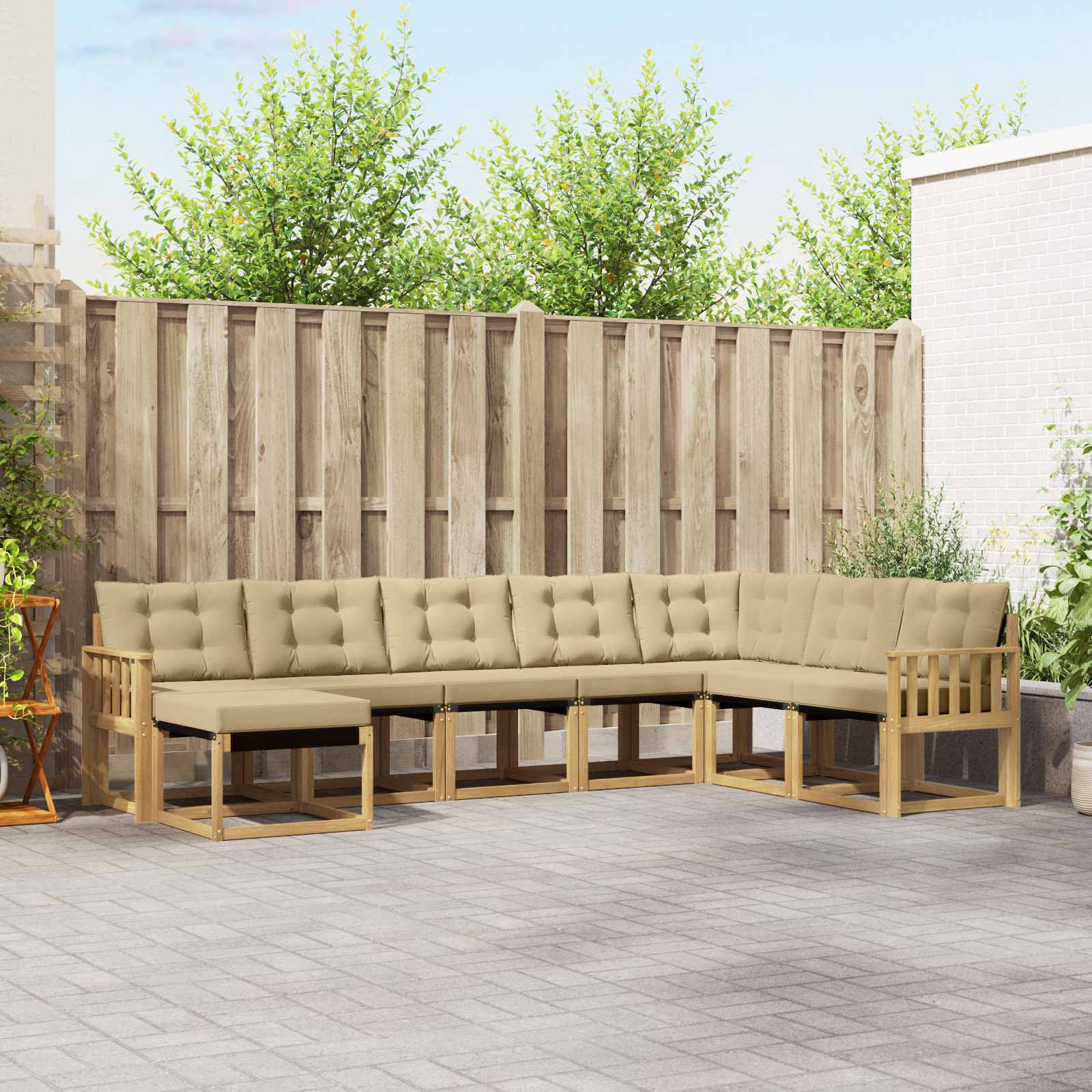 Outdoor-Sofagarnitur 8 stk. Weiß und Beige