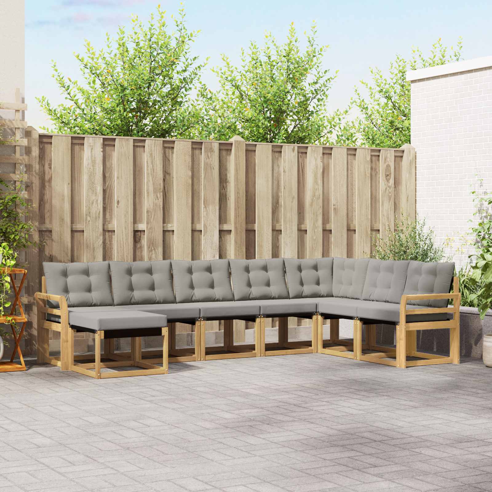 Outdoor-Sofagarnitur 8 stk. Weiß und Hellgrau