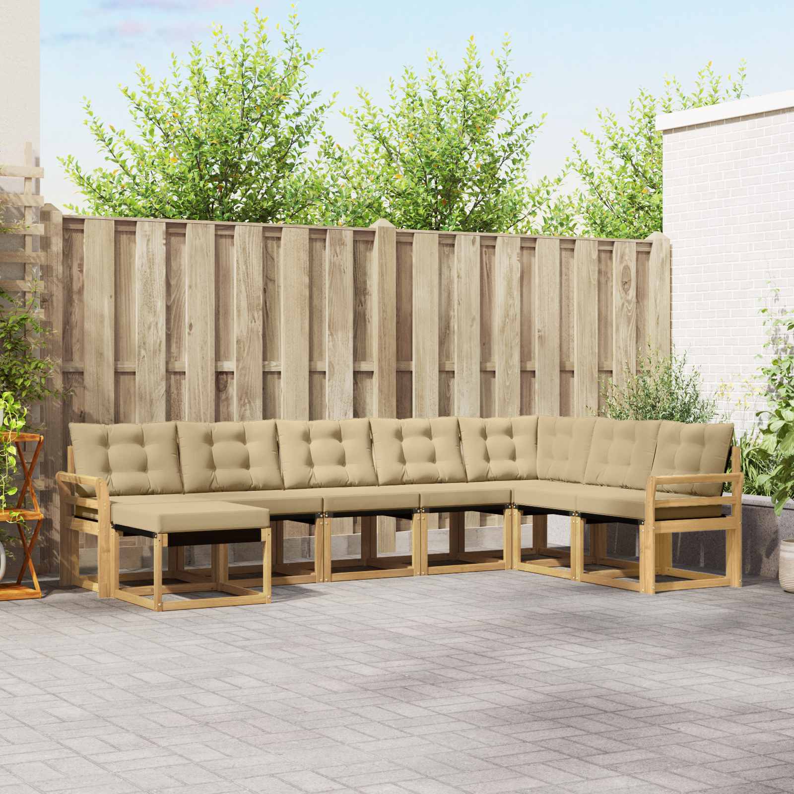 Outdoor-Sofagarnitur 8 stk. Weiß und Beige