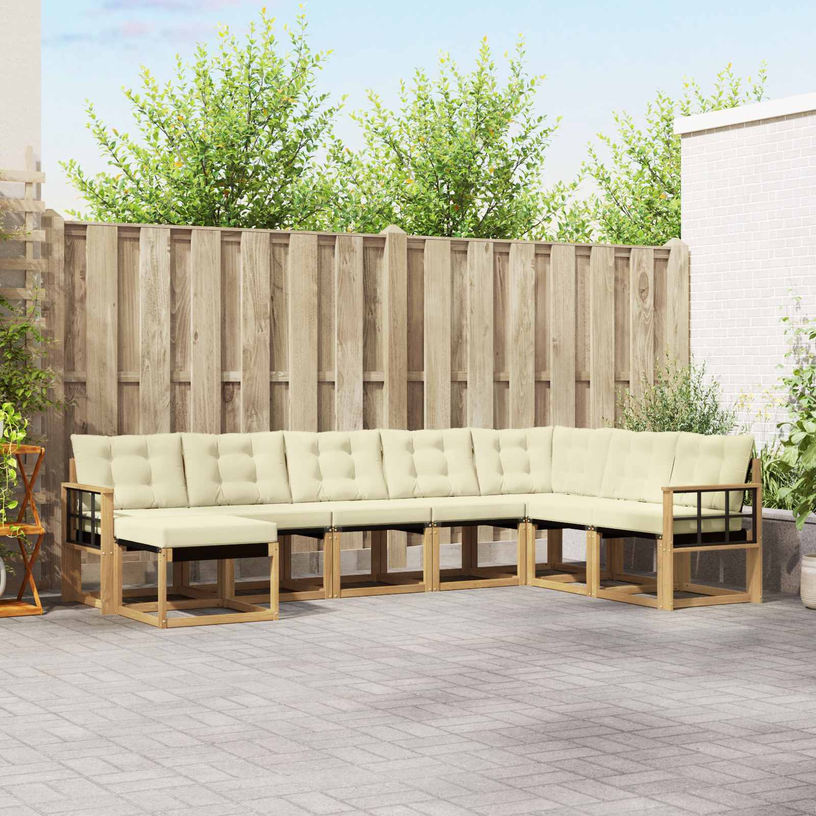 Outdoor-Sofagarnitur 8 stk. Weiß und Creme