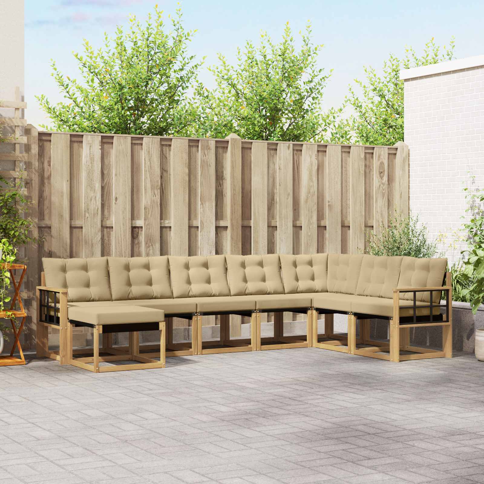 Outdoor-Sofagarnitur 8 stk. Weiß und Beige