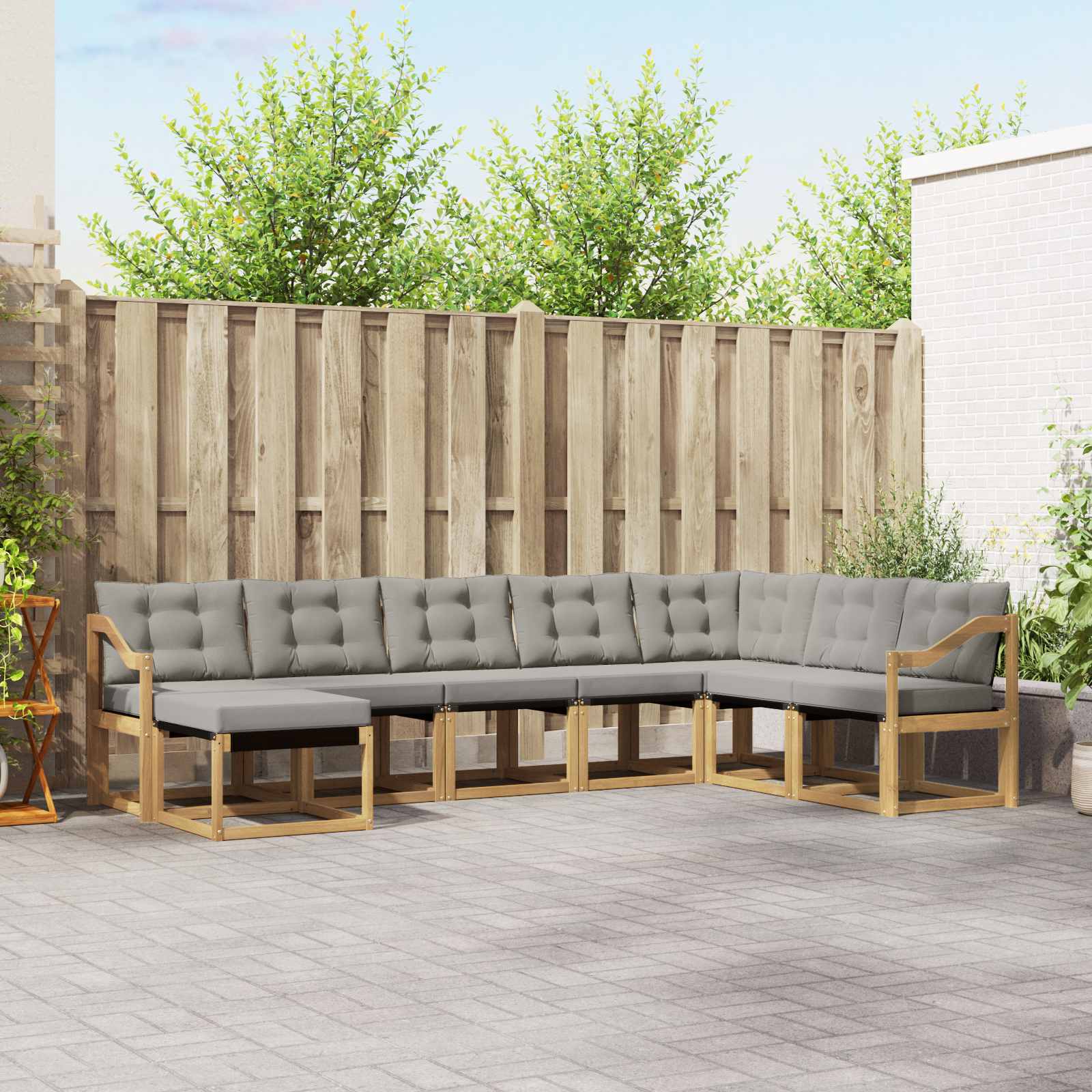 Outdoor-Sofagarnitur 8 stk. Weiß und Hellgrau