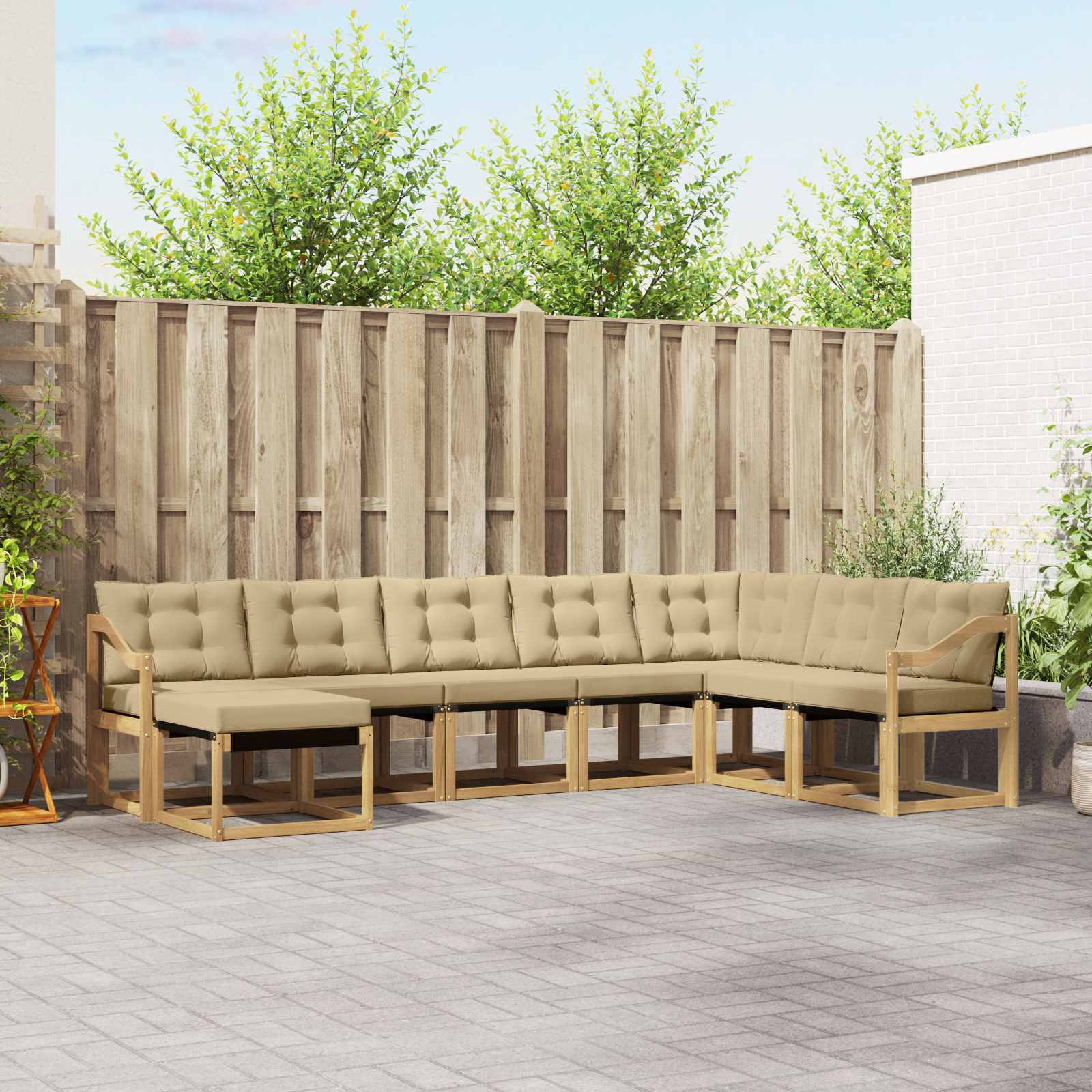Outdoor-Sofagarnitur 8 stk. Weiß und Beige