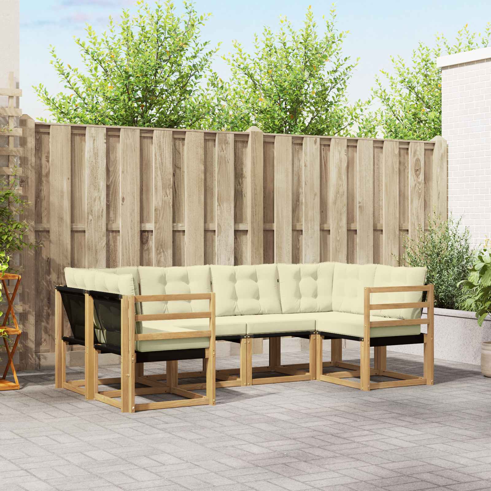 Outdoor-Sofagarnitur 6 stk. Weiß und Creme