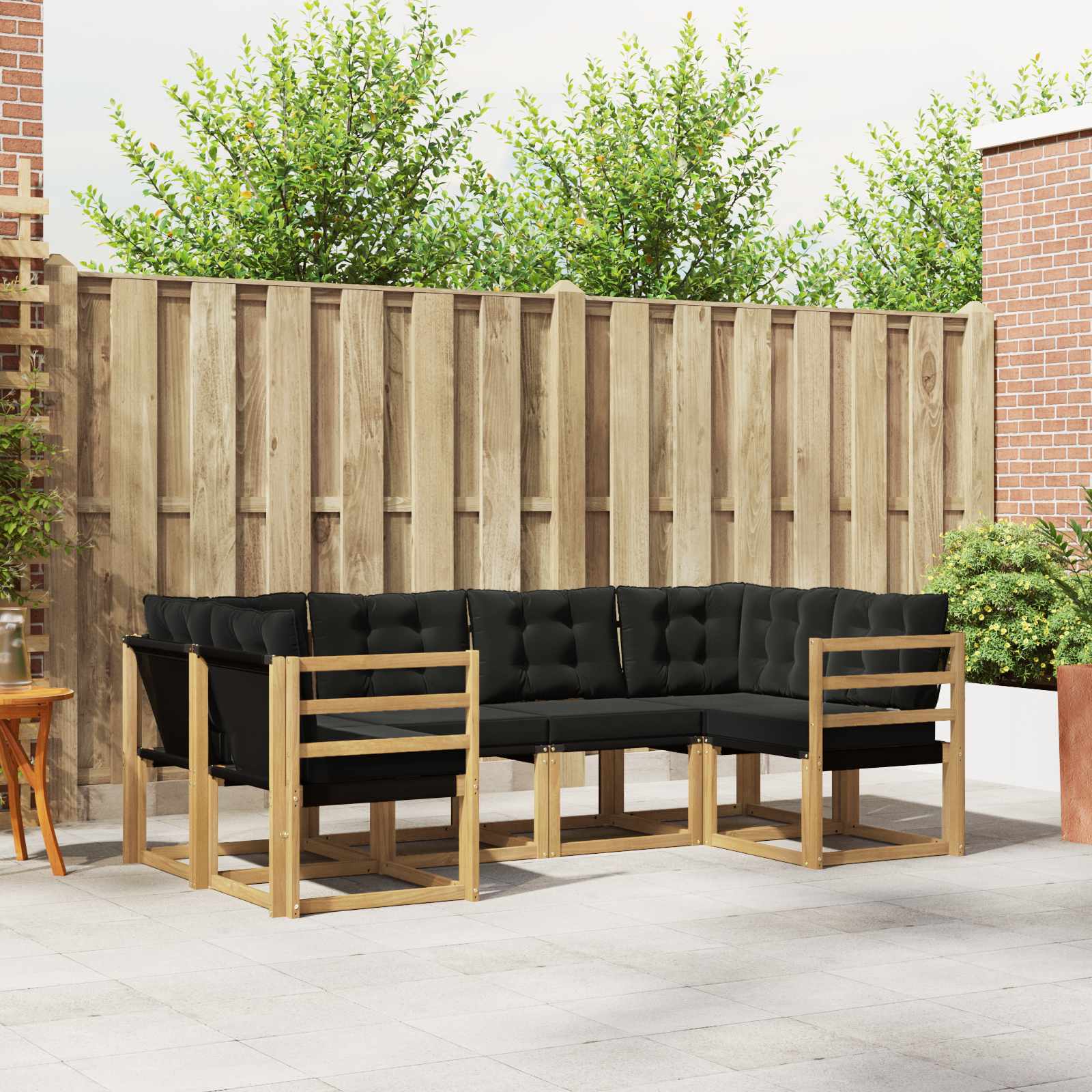 Outdoor-Sofagarnitur 6 stk. Weiß und Schwarz