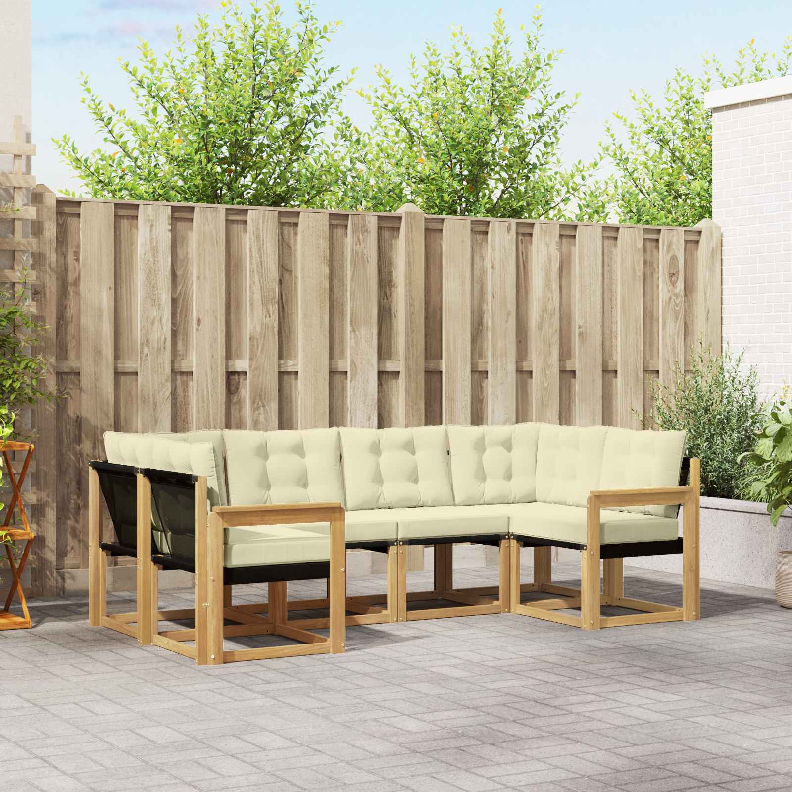 Outdoor-Sofagarnitur 6 stk. Weiß und Creme